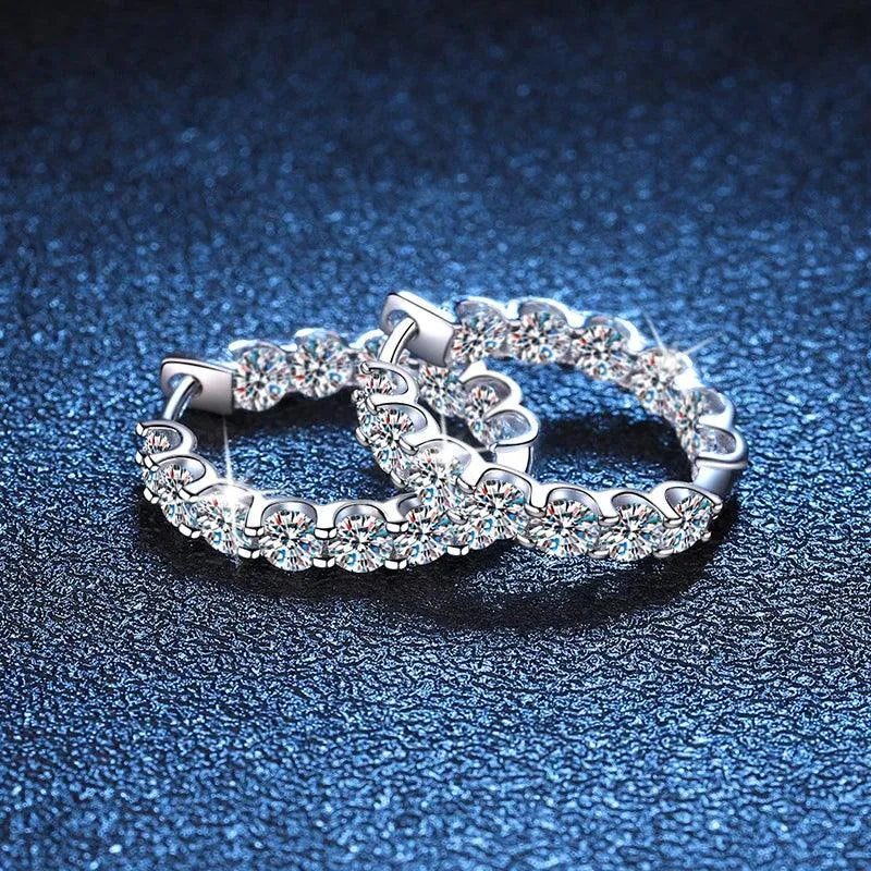 2.6ct D Color Moissanite Hoop Earrings for Women - 925 Sterling Silver Plated White Gold Wedding & Party Jewelry | Elegant Gift for Anniversary, Bridal Shower, Prom & Special Occasions