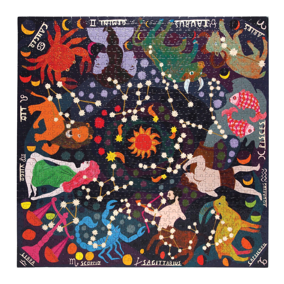 eeBoo Zodiac 1000 Piece Glow In The Dark Jigsaw Puzzle - Family Game Night Activity for Adults & Kids, Perfect for Home Entertainment & Party Fun
