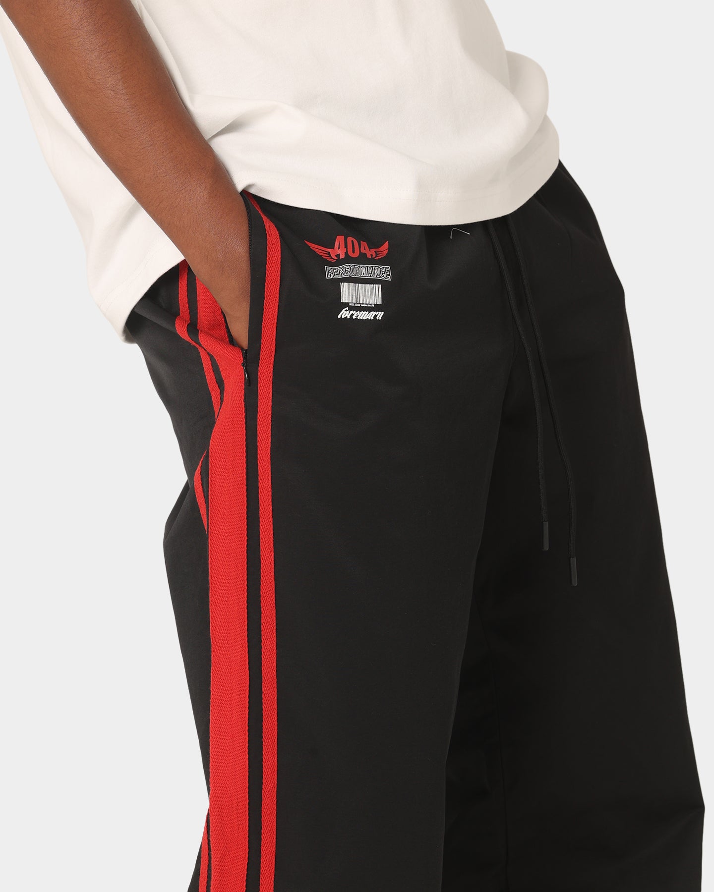 404 Racer Trackpant - Black/Red Athletic Joggers for Men & Women | Comfortable Running Pants for Gym, Workout & Casual Wear