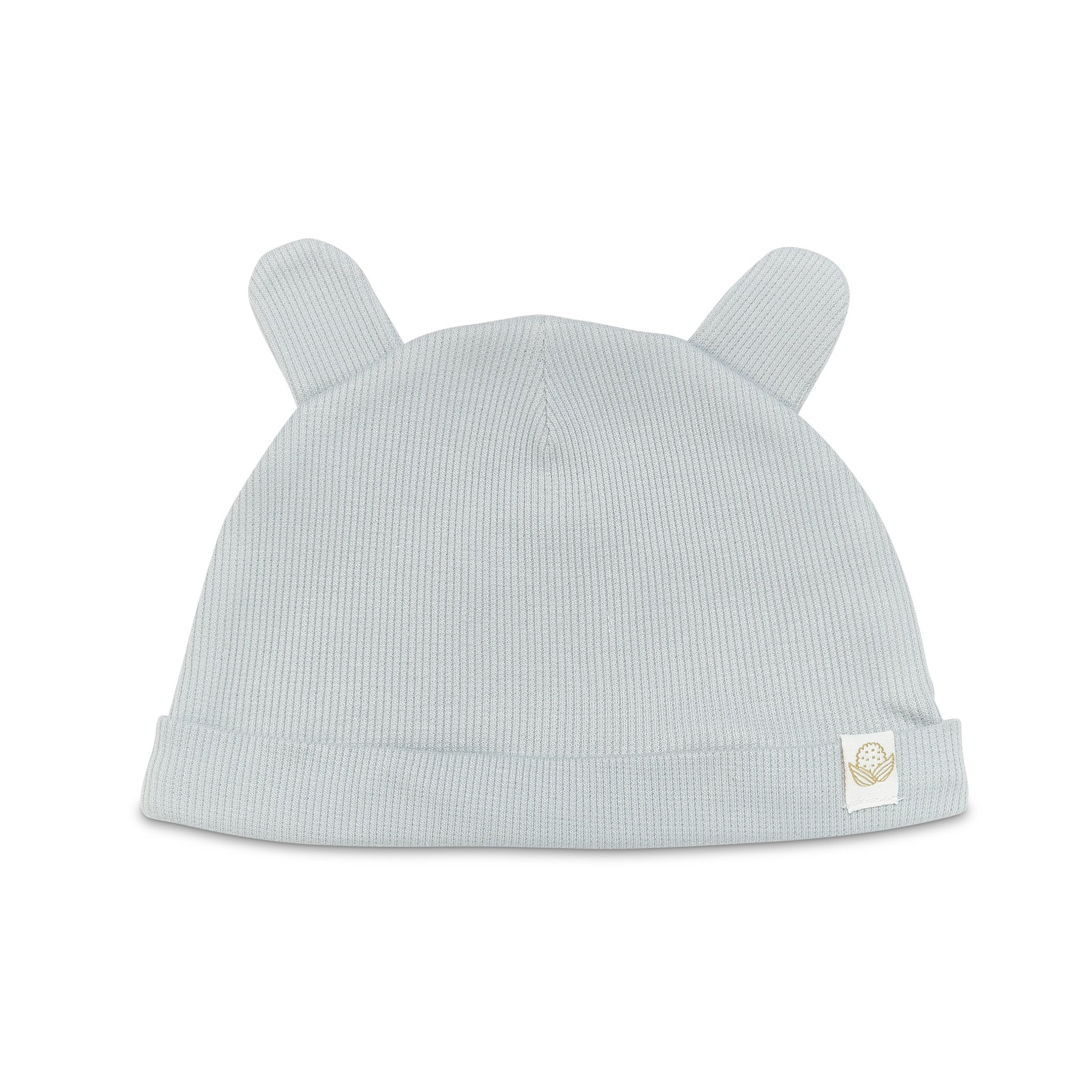 Organic Bunny Ears Cap - Pearl Blue Cotton Beanie for Women & Girls - Cute Easter Costume Accessory for Spring Photoshoots & Holiday Parties