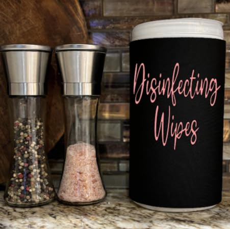 Rose Gold & Black Decorative Cleaning Wipe Covers - Small Size for Kitchen, Bathroom & Office Organization | Elegant Script Design