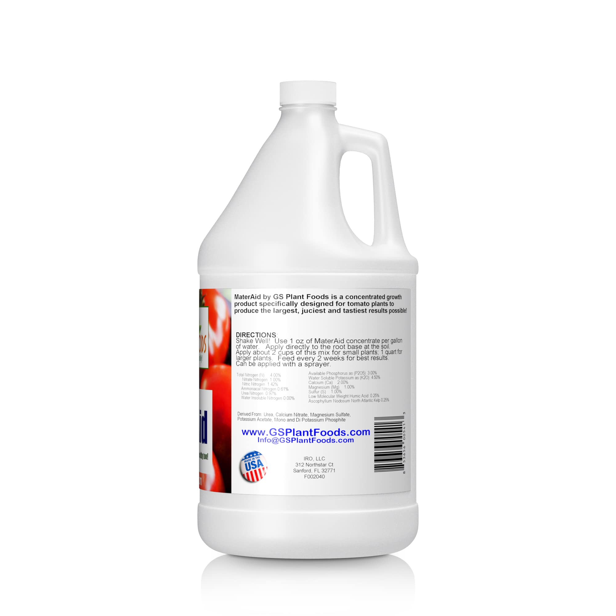 GS Plant Foods MaterAid Tomato Fertilizer - Premium 1 Gallon Plant Food for Feeding & Growing All Tomato Varieties - Ideal for Home Gardens, Greenhouses & Organic Tomato Farming