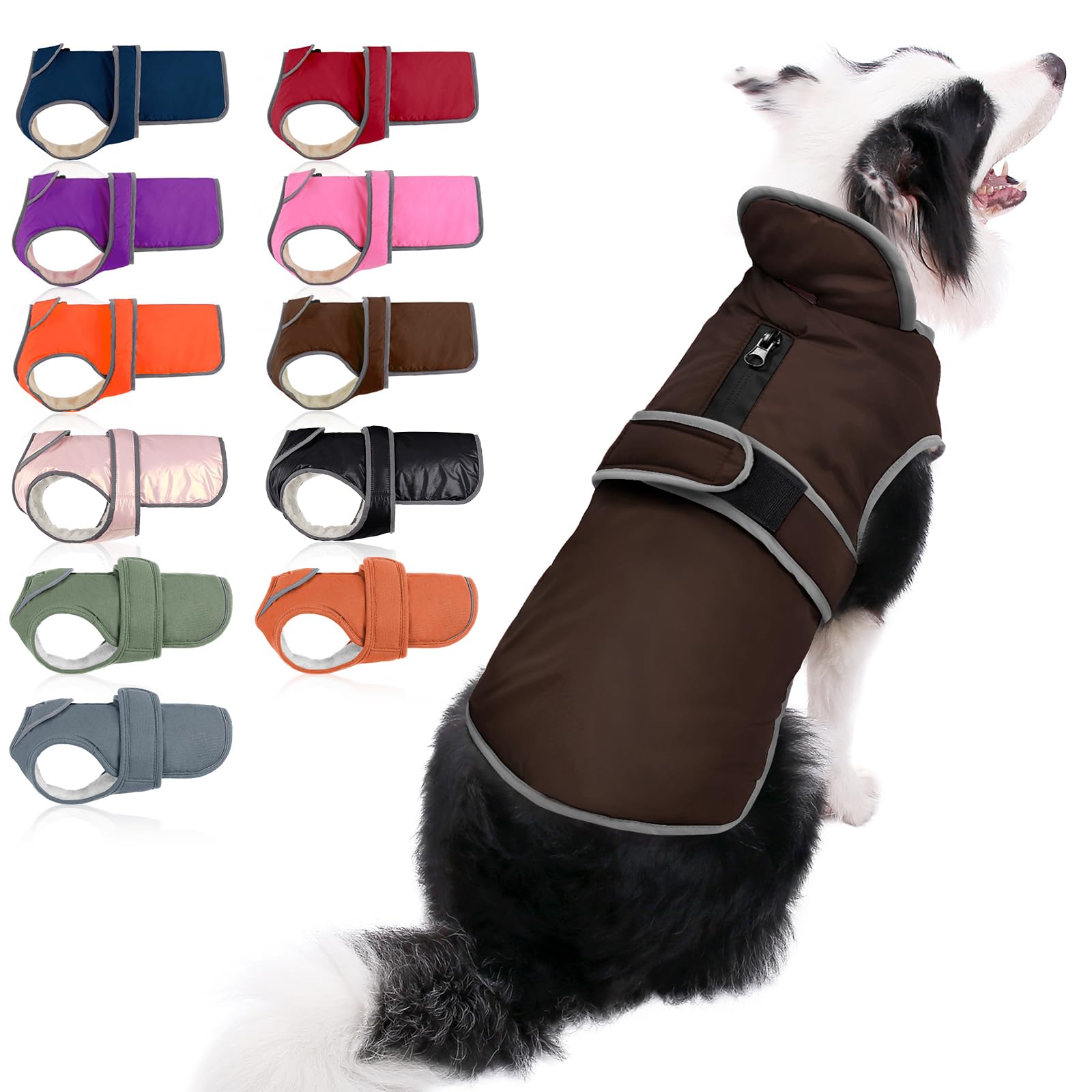MIGOHI Reflective Dog Coat - Waterproof Windproof Winter Jacket with Fleece Lining for Small Medium Large Dogs | Cold Weather Protection for Walking, Hiking & Outdoor Adventures