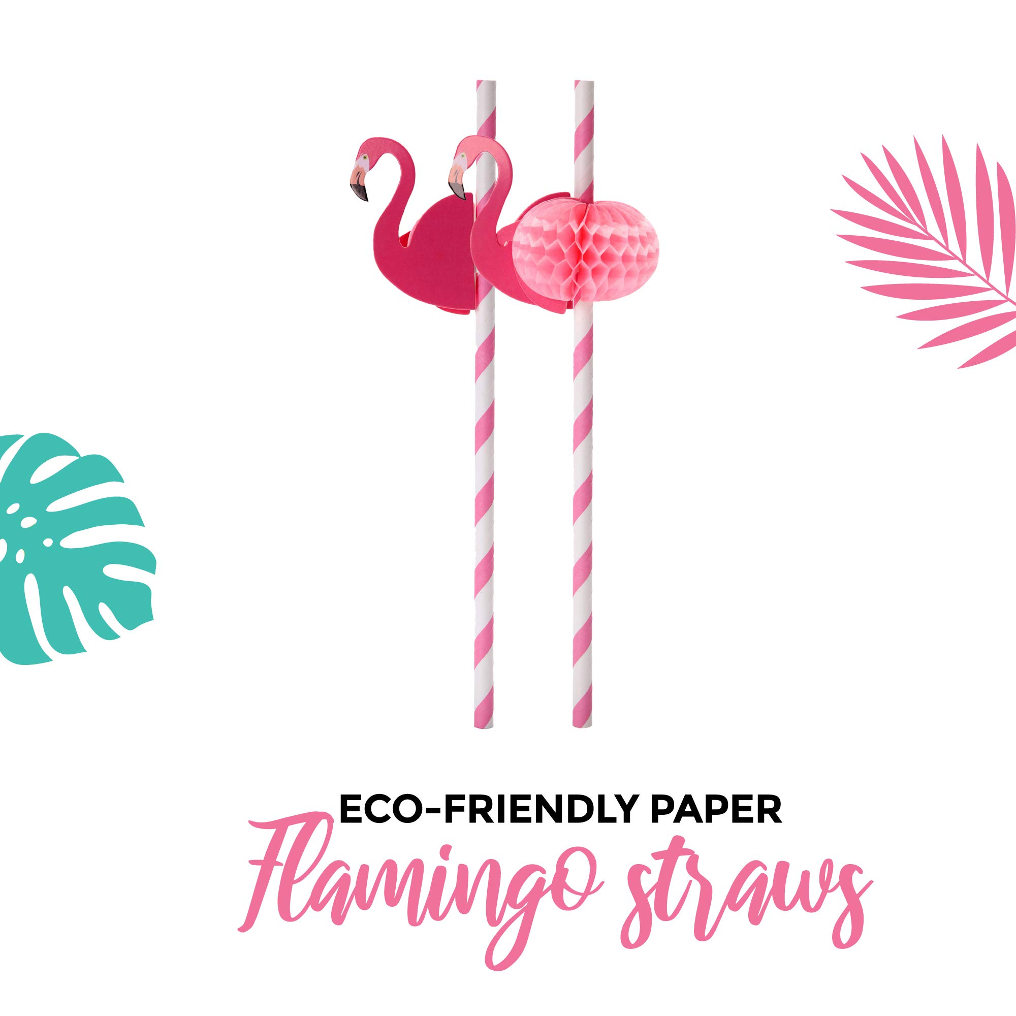 Pink Flamingo Party Supplies Kit - 16 Flamingo Plates, Pineapple Plates, Napkins & Straws - Tropical Bachelorette Party Decorations - Perfect for Pool Parties, Bridal Showers & Summer Celebrations