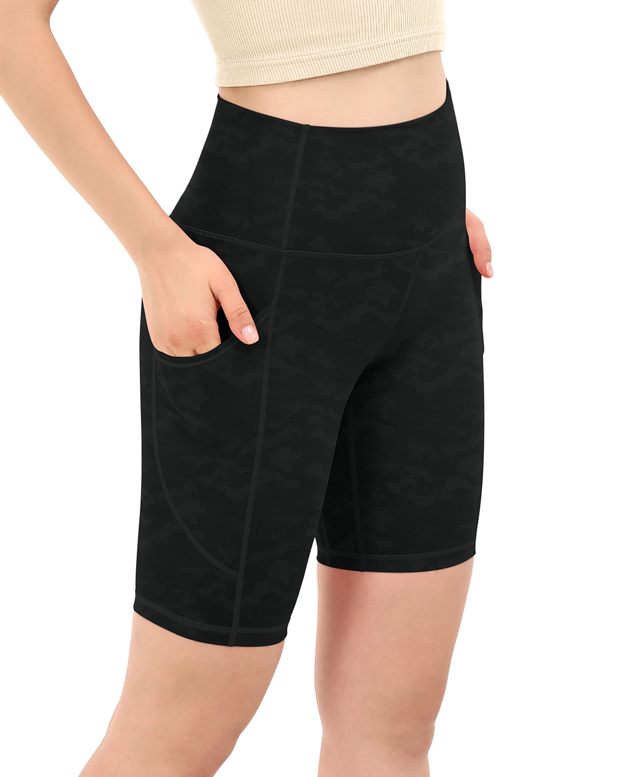 ODODOS Women's High Waisted Biker Shorts with Pockets - 5/8/10 Inch Inseam for Workout, Running, Yoga & Gym - Breathable Athletic Shorts for Cycling, Pilates & Lounge Wear