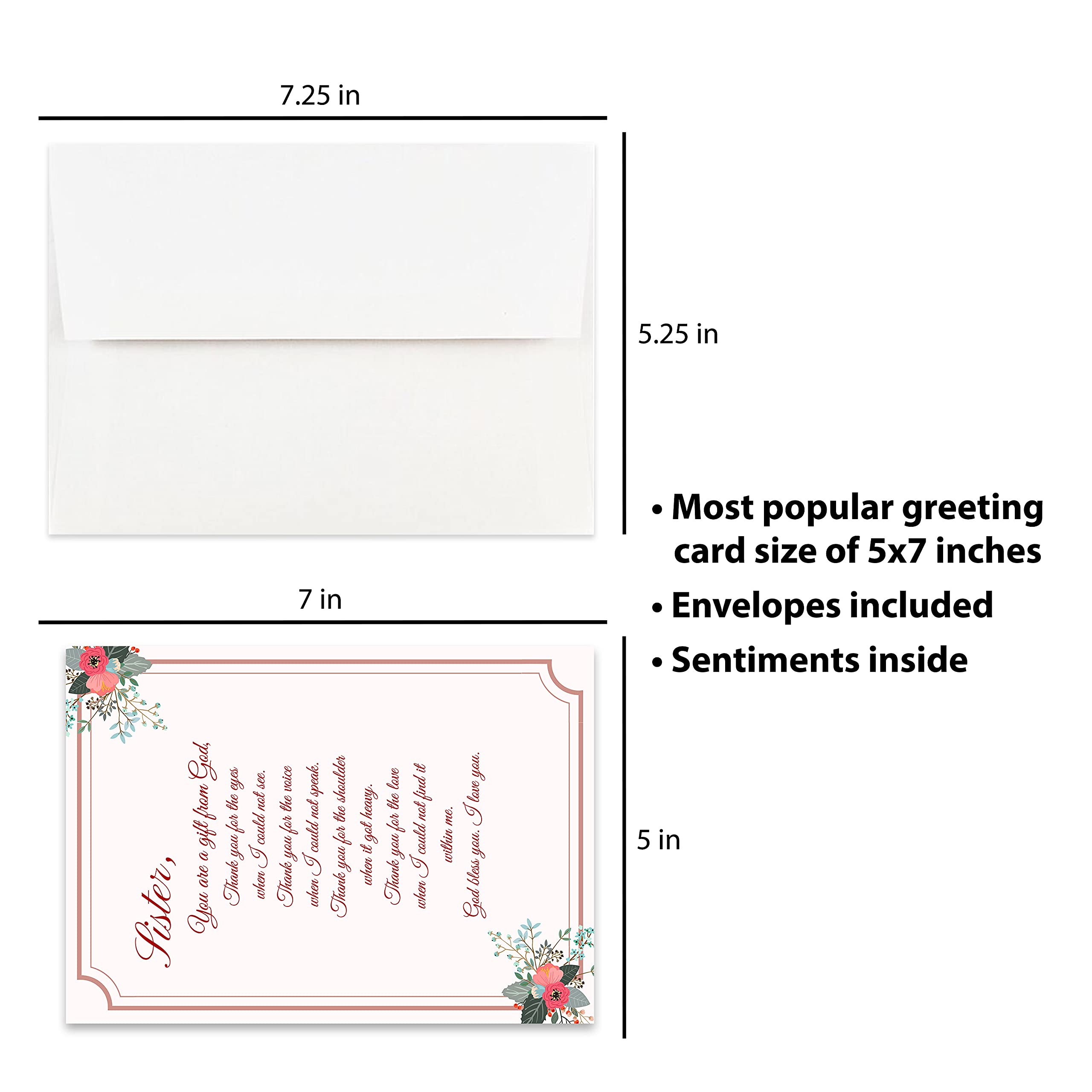 Christian Thank You Sister Card - Appreciation Gift for Sisters - Perfect for Birthdays & Holidays