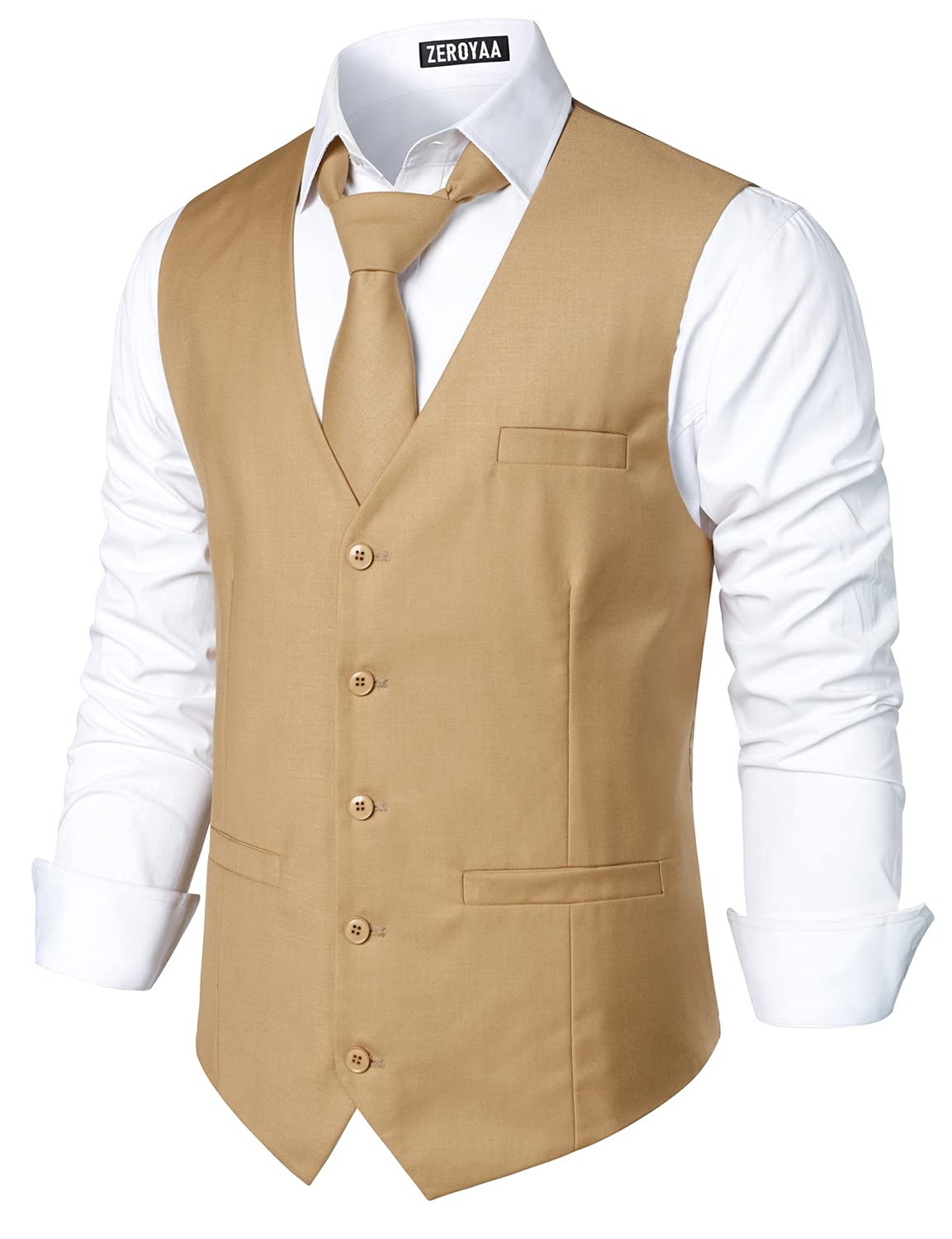 ZEROYAA Men's Slim Fit Hipster Urban Design 3-Pocket Formal Dress Vest for Suit & Tuxedo | Business Attire, Wedding, Office & Special Occasions