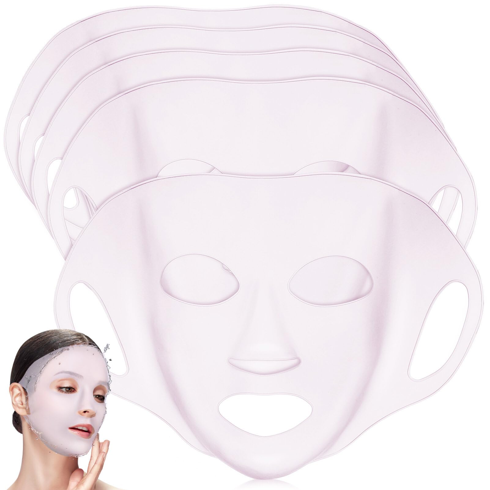 5 Pack Reusable Silicone Face Mask Cover for Skin Care & Moisturizing - Perfect for Spa, Skincare Routine & At-Home Facial Treatments