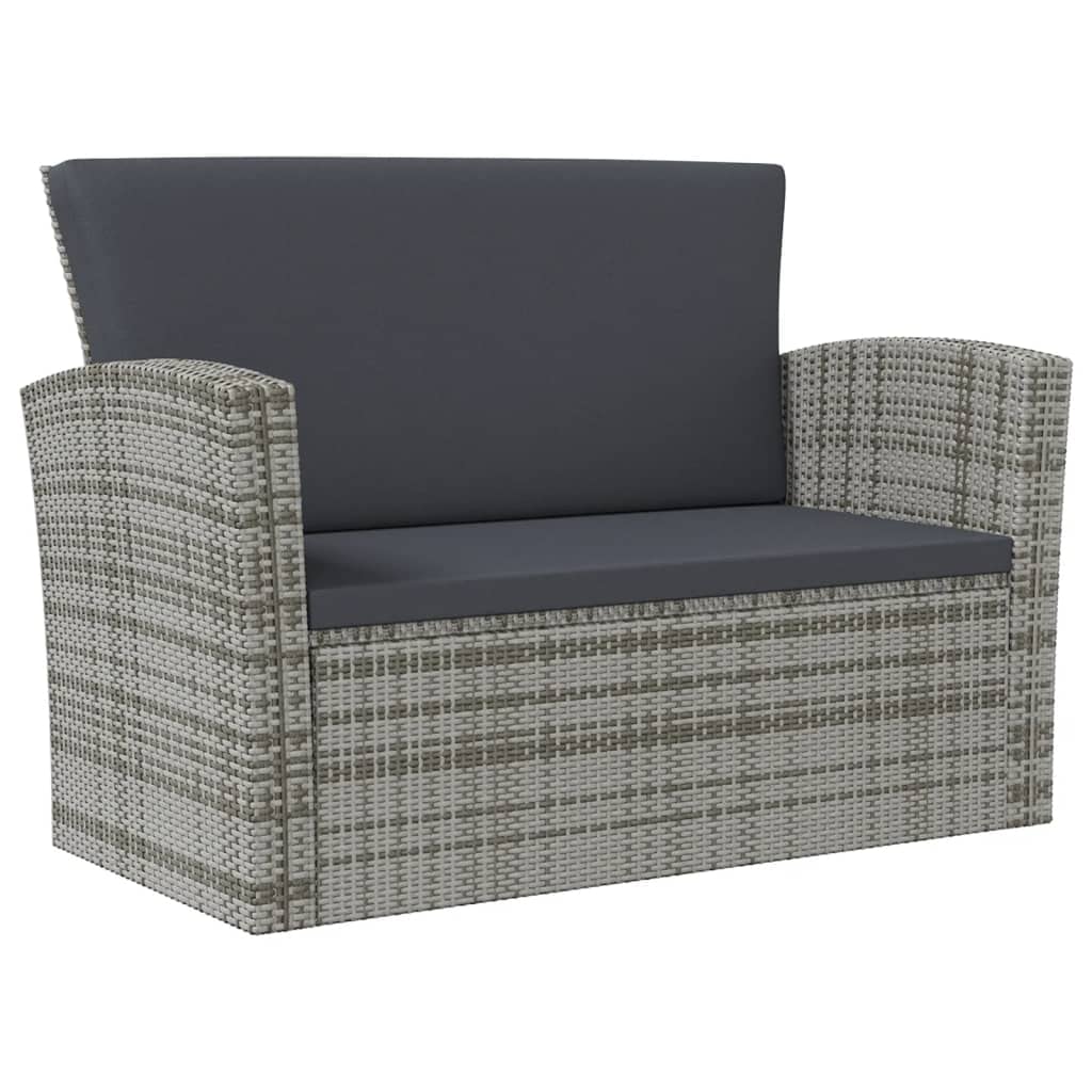 vidaXL 8-Piece Gray Patio Lounge Set with Cushions - Poly-Rattan Outdoor Furniture with Glass Tabletop - Easy Assembly & Lightweight - Perfect for Garden, Poolside & Backyard Relaxation