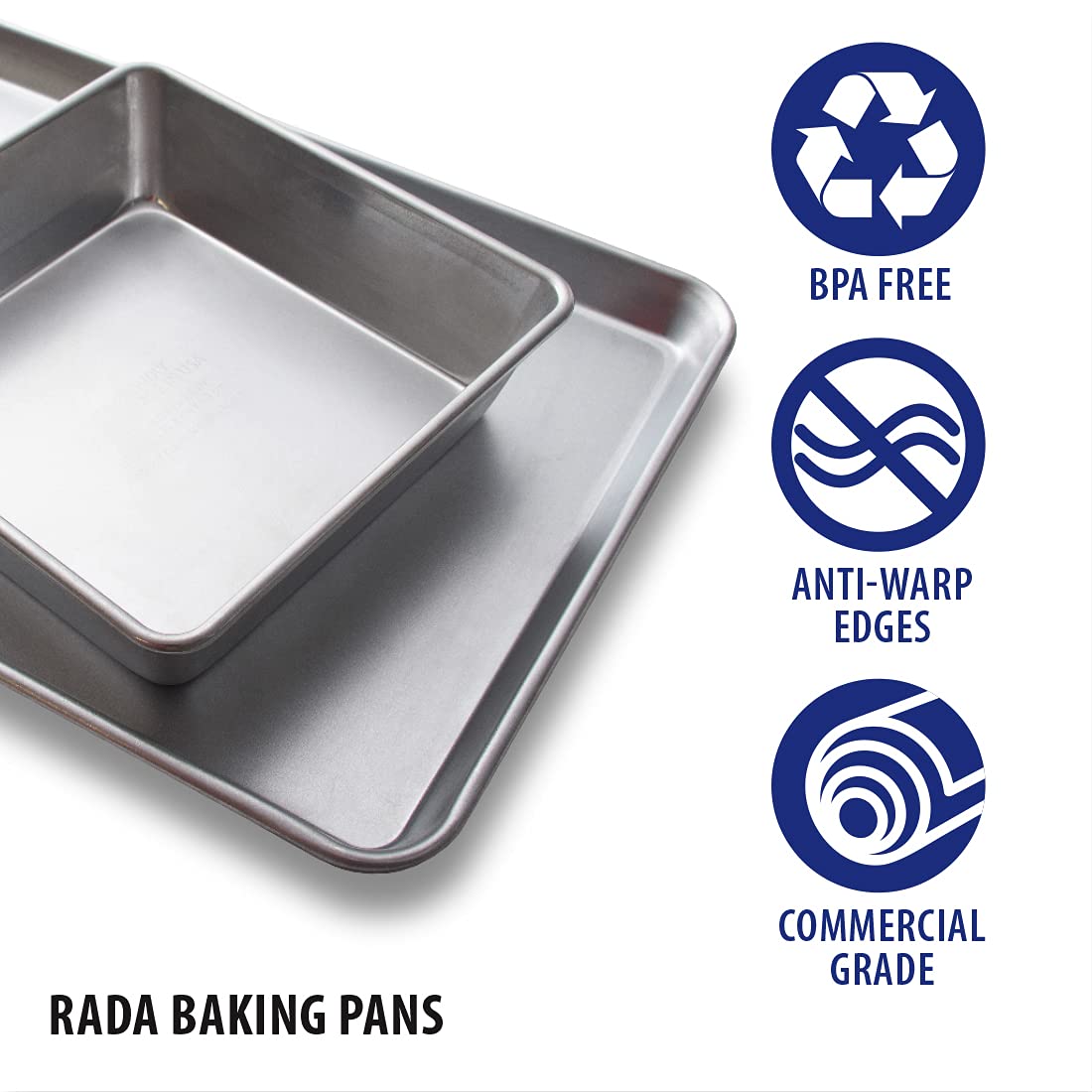 Premium Rada Cutlery 2-Piece Square Baking Pans Set - Non-Stick Oven Safe Cookware for Casseroles, Brownies & Sheet Cakes | Perfect for Home Baking & Holiday Cooking