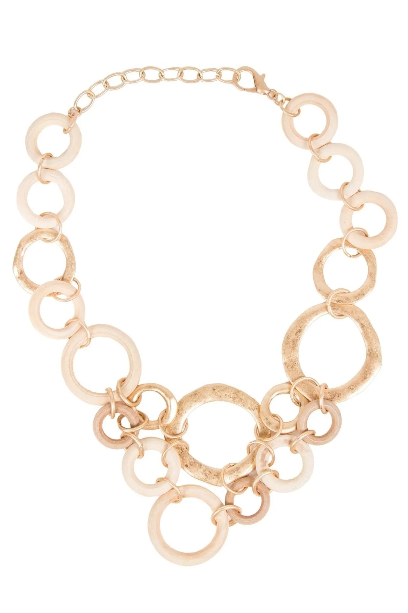 Handmade Brass and Wood Hoop Necklace for Women - Boho Chic Jewelry - Perfect for Everyday Wear, Parties & Gifts