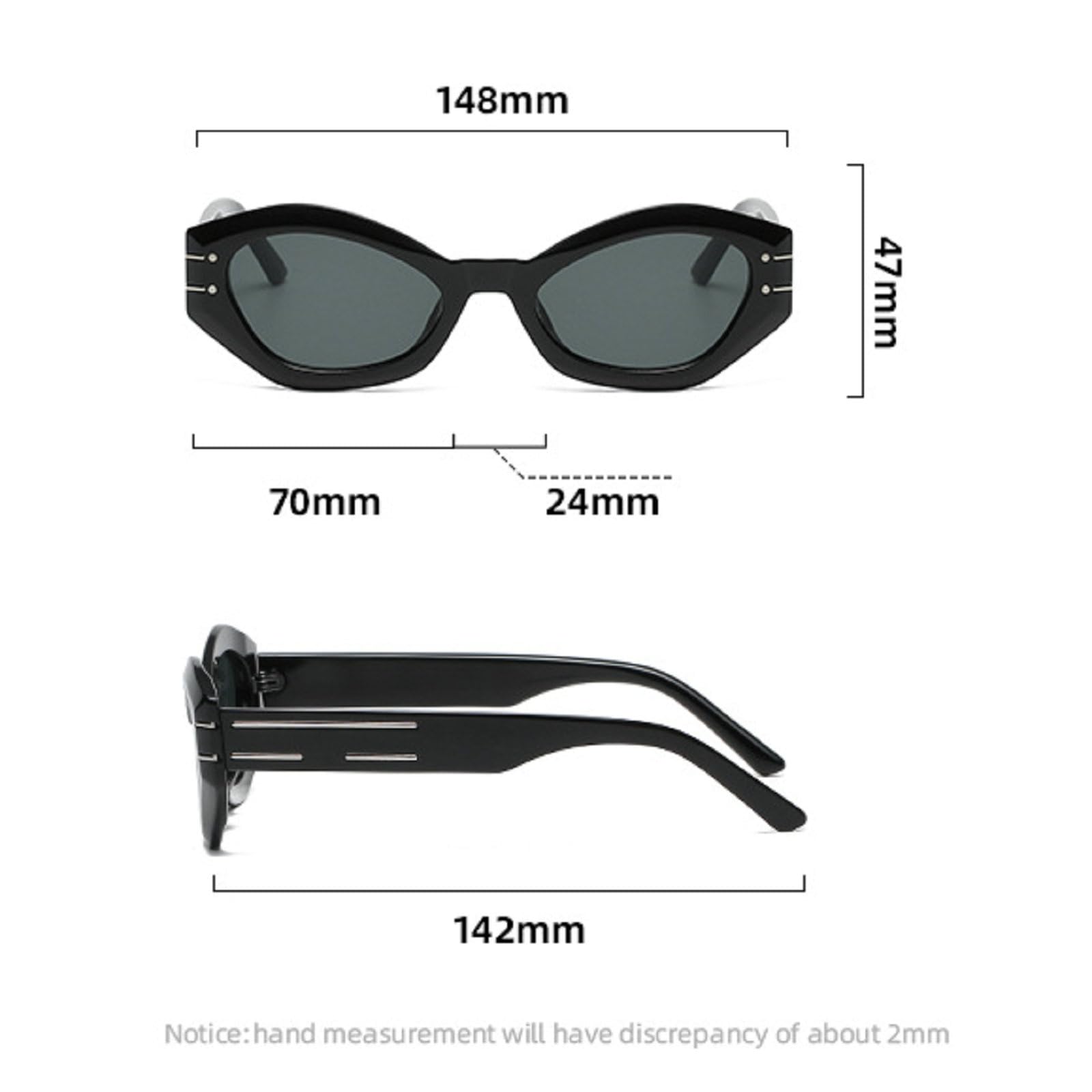 Square Thick Frame Wide Leg Sunglasses for Women & Men - Retro UV400 Protection Beach & Hip Hop Party Sun Glasses - Perfect for Summer Vacations, Music Festivals and Outdoor Activities