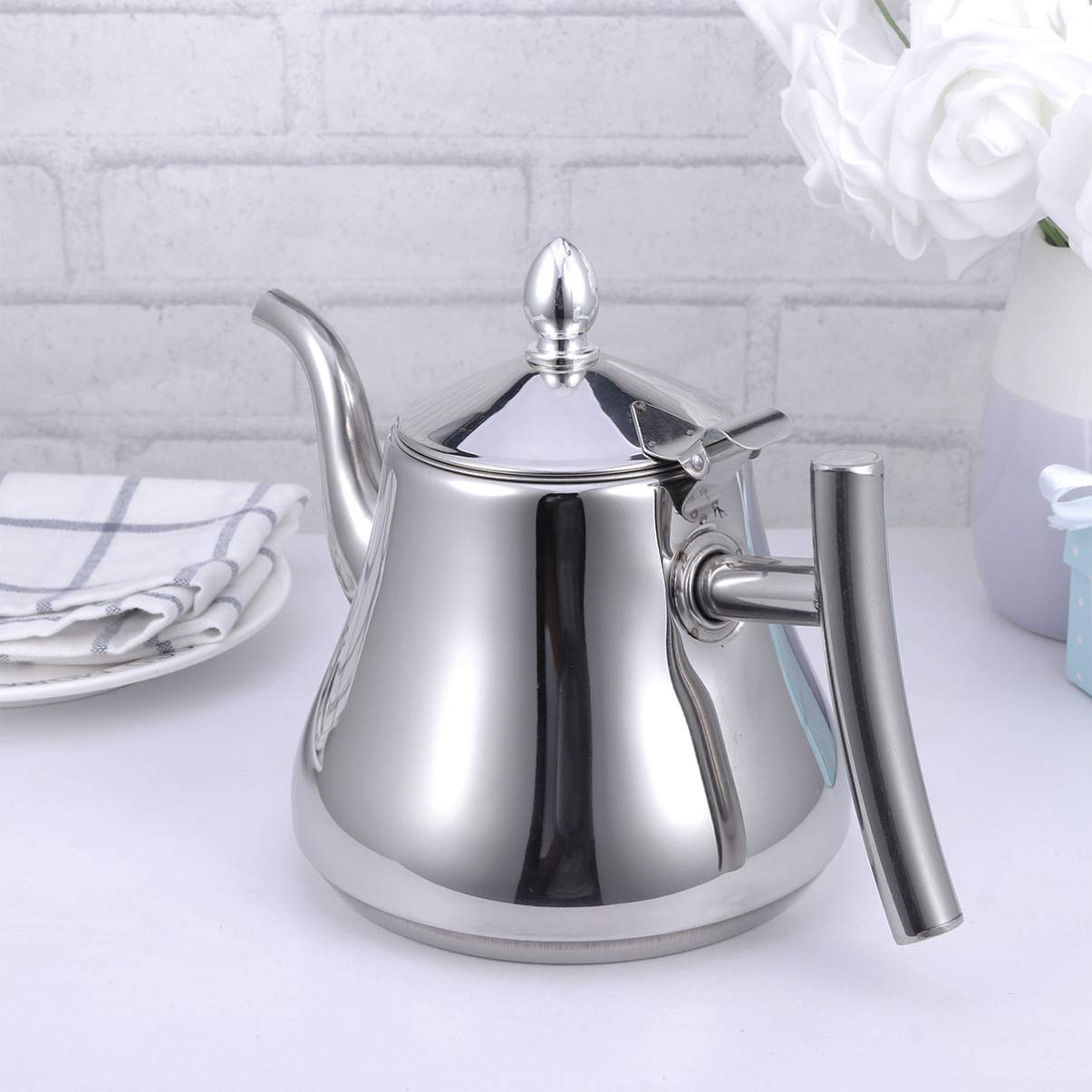 DOITOOL Stainless Steel Tea Kettle for Stove Top - 1.5L Whistling Teapot with Ergonomic Handle & Stay-Cool Knob - Perfect for Boiling Water, Brewing Tea, Coffee & Hot Cocoa at Home or Office