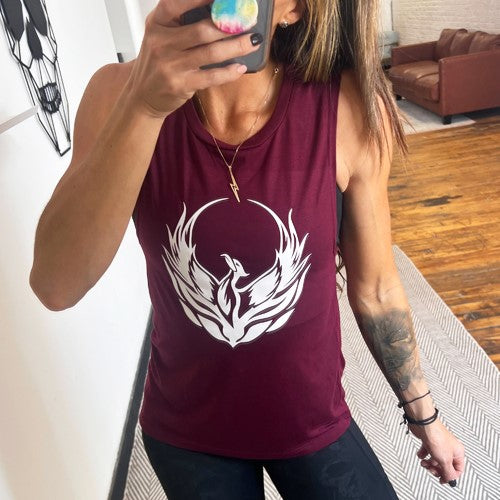 Phoenix Rising Muscle Tank Top for Women - Workout & Gym Wear - Comfortable & Breathable Fitness Shirt for Running, Yoga & Active Lifestyle