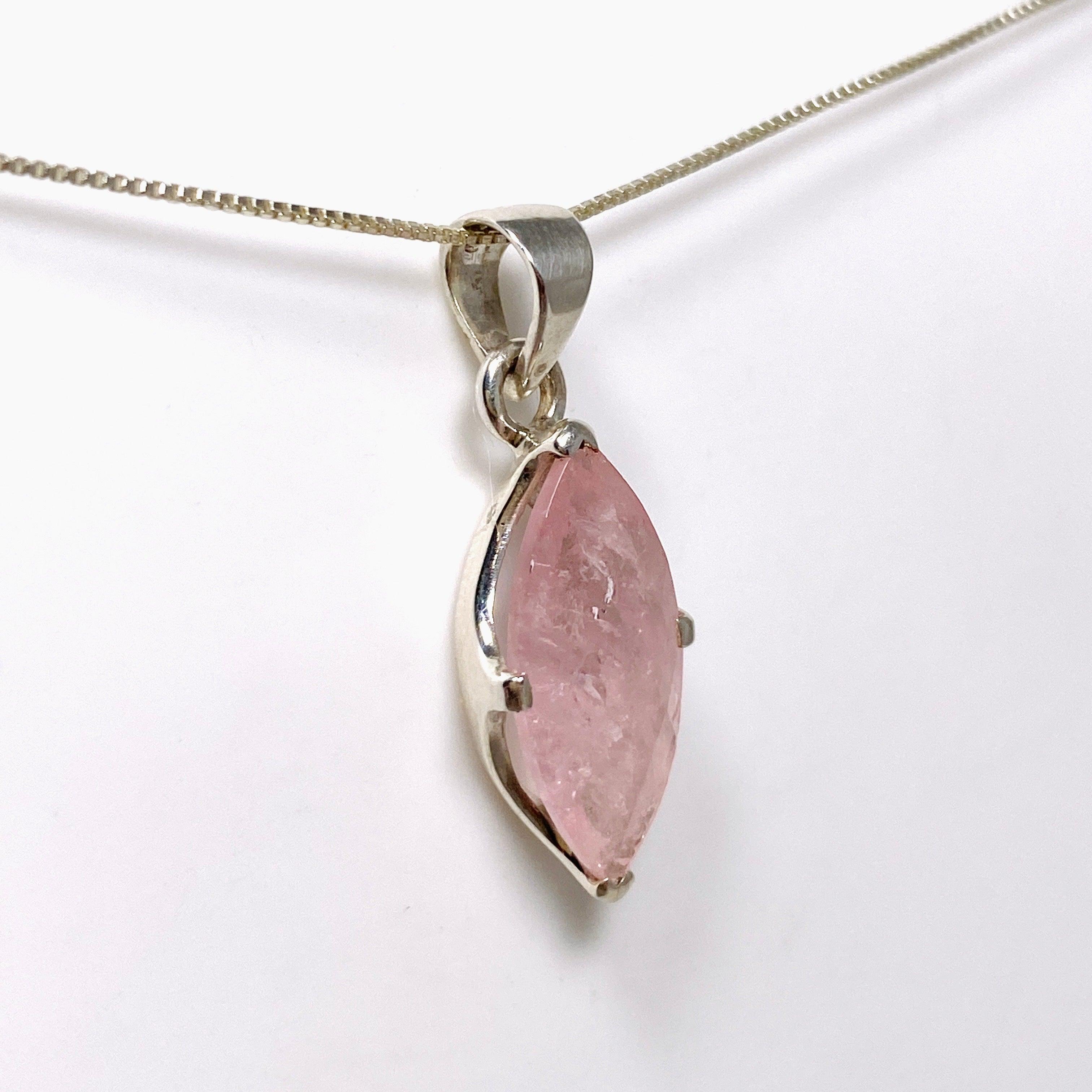 Morganite Faceted Marquise Pendant Necklace PPGJ689 - Elegant Jewelry for Women, Perfect for Weddings, Anniversaries & Special Occasions