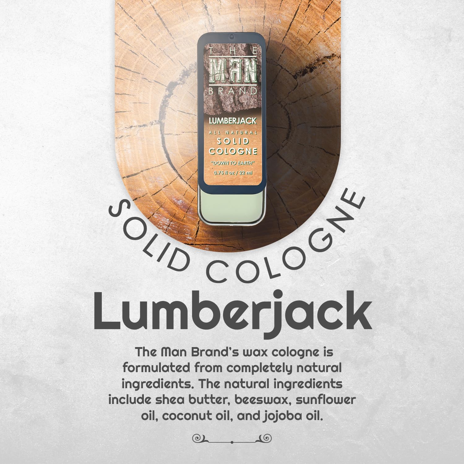 Natural Lumberjack Solid Cologne for Men - Wooden Scented Fragrance Wax (3/4 oz Travel Size) - Perfect for Outdoor Adventures, Camping & Daily Wear