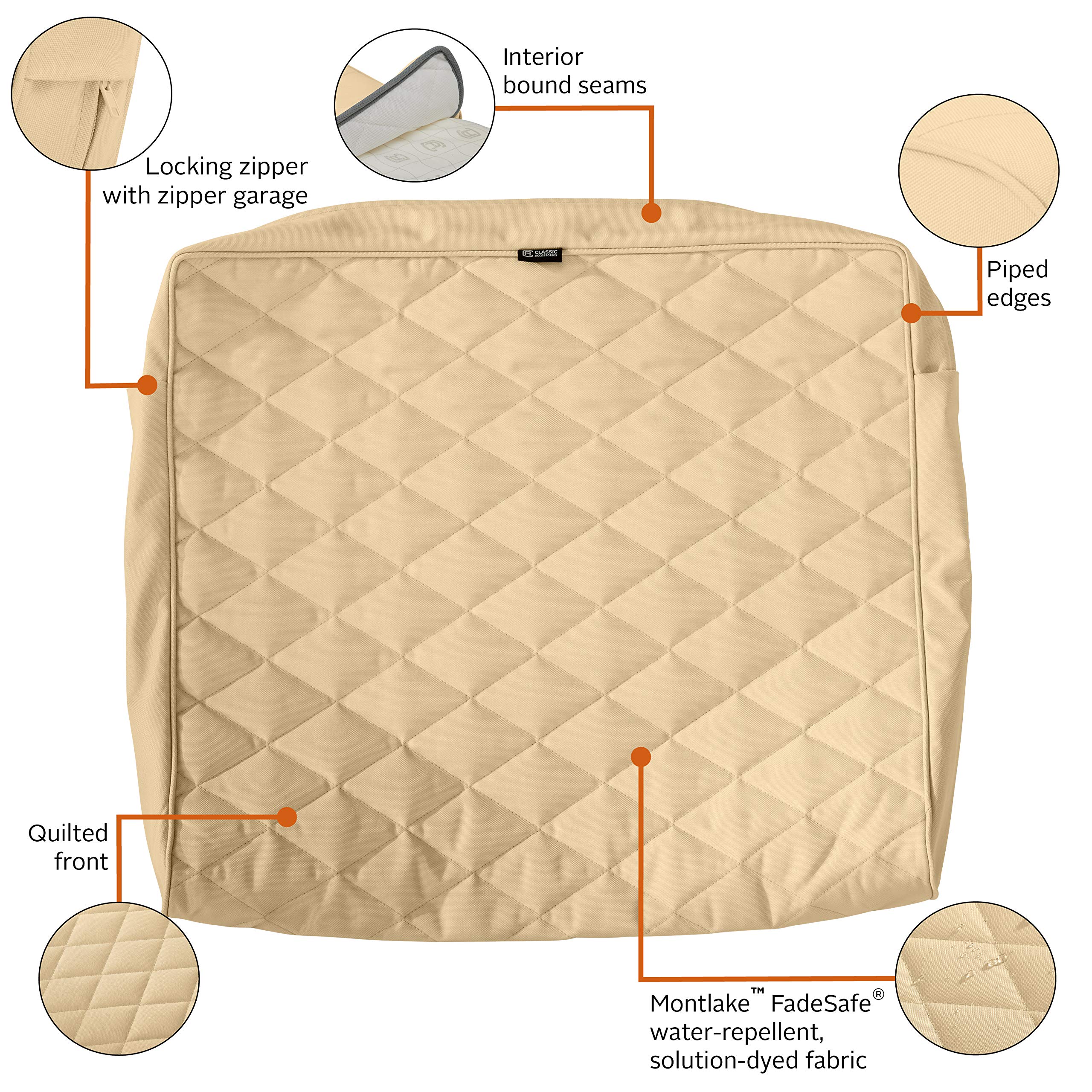 Montlake FadeSafe Water-Resistant Quilted Cushion Cover 25x22