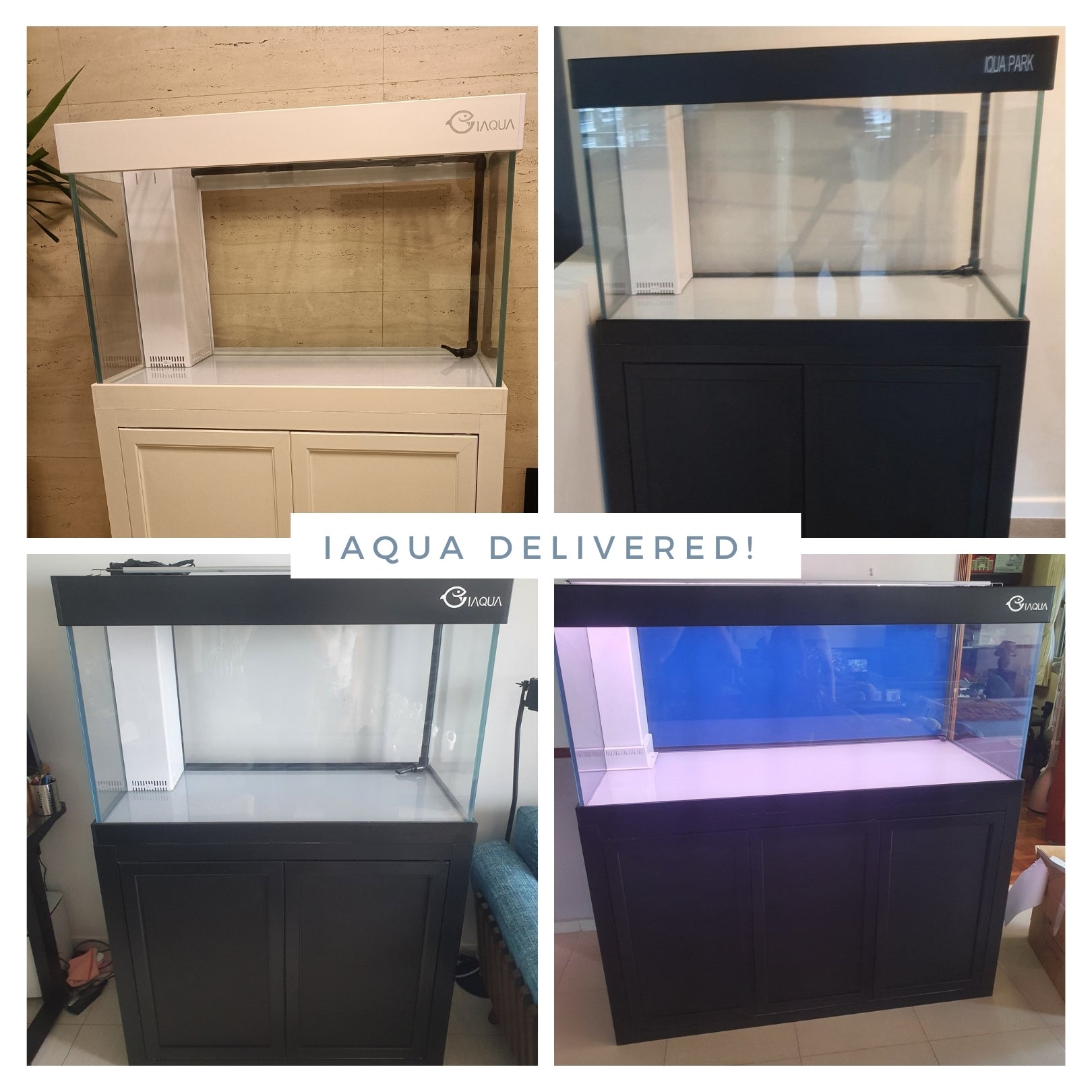 IAQUA 180 Gallon Crystal Clear Glass Aquarium Tank with Sump & Aluminum Cabinet - Premium Saltwater & Freshwater Fish Tank for Home, Office or Commercial Use