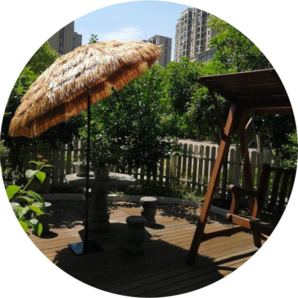 Hawaiian Style Beach Patio Umbrella - 6ft Natural Color Tilt-Adjustable Outdoor Garden & Pool Umbrella for Sun Protection | Perfect for Backyard, Beach, and Resort Use