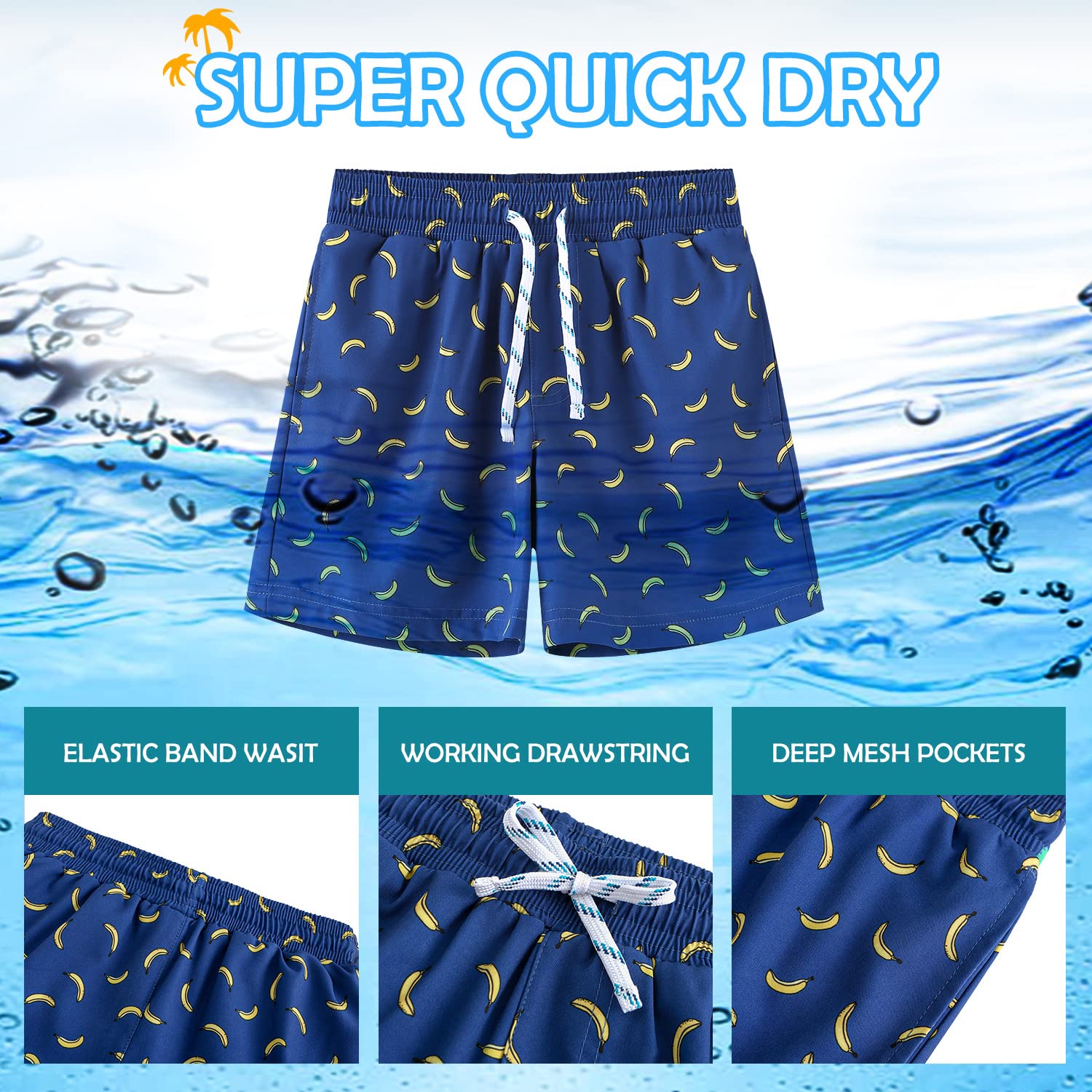 **HODOSPORTS Boys Swim Trunks - Quick-Dry Swimwear with Pockets for Beach, Pool & Water Sports**