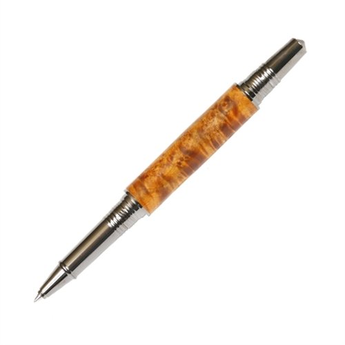 Lanier Art Deco Rollerball Pen - Premium Black Titanium & 22kt Gold Trim - Yellow Box Elder Wood - Luxury Writing Instrument for Business Gifts & Executive Office Use