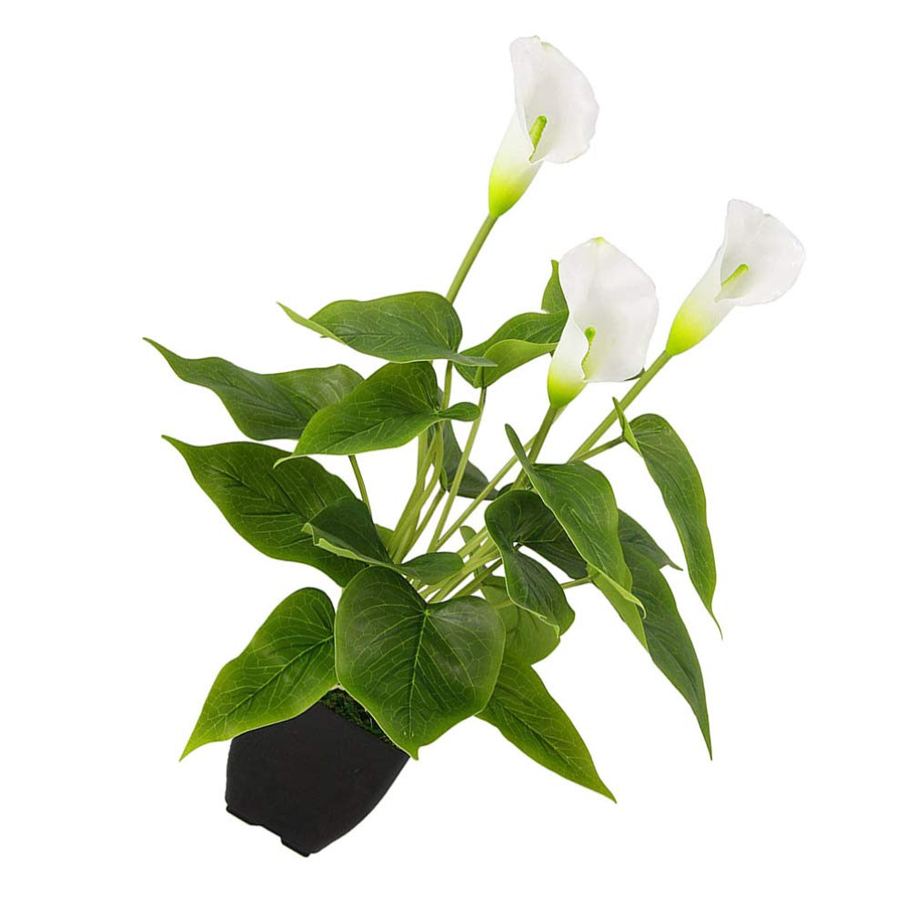IMIKEYA Artificial Calla Lily Potted Plant - Realistic White Fake Flowers for Home Decor, Office Desk, Wedding Centerpiece & Outdoor Party Decoration - Lifelike Simulation Floral Bonsai for Table Display