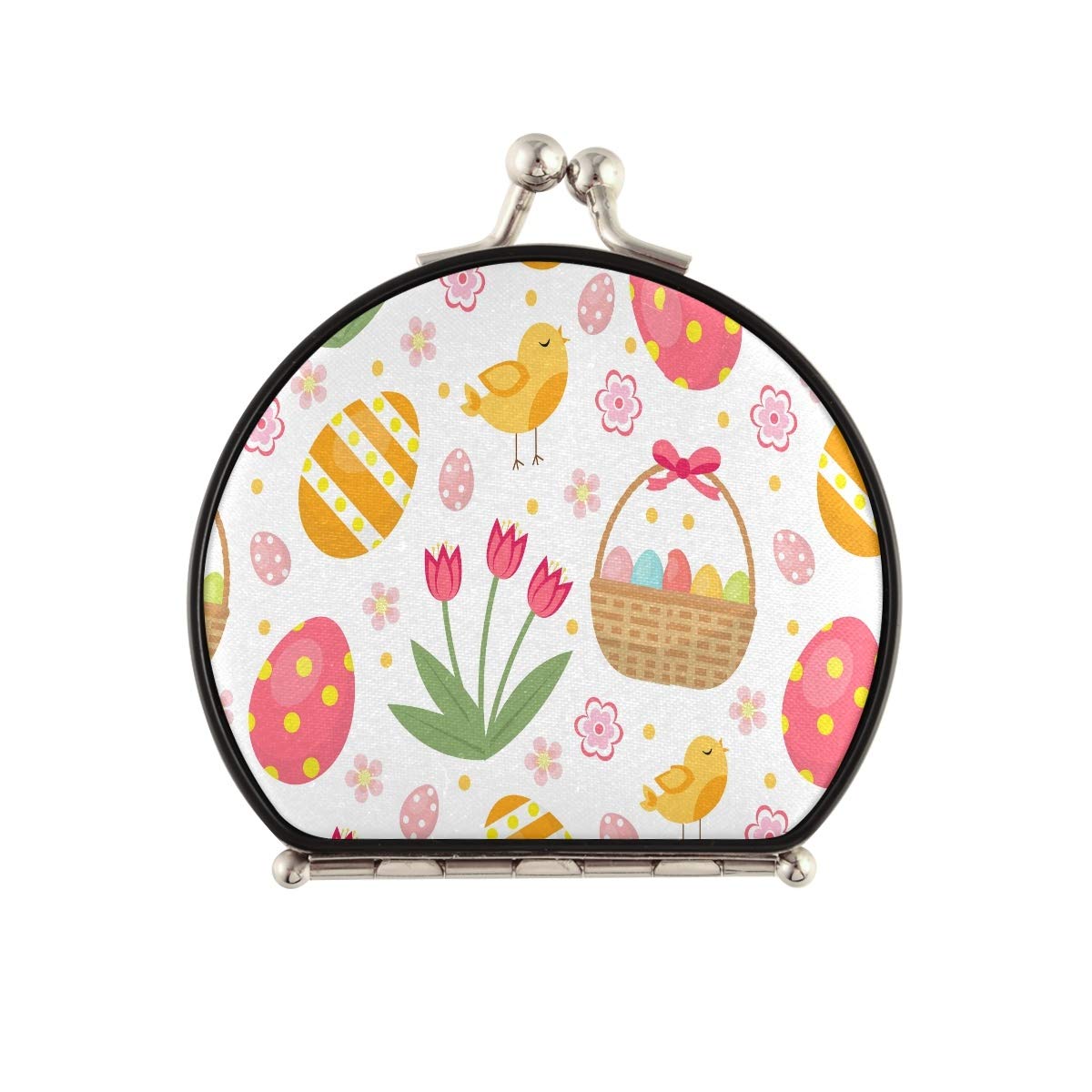 Easter Egg Travel Makeup Mirror - 2X & 1X Magnification Double-Sided Compact Mirror for Women | Portable Pocket Mirror for Purse, Travel & Home Use | Cute Easter Basket Design Gift Idea