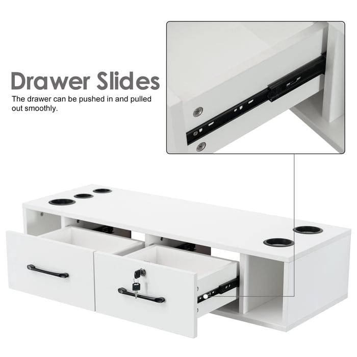 Emily Wall Mounted Styling Station - Compact Vanity Organizer with Mirror & Storage for Makeup, Jewelry & Hair Accessories - Perfect for Small Bathrooms, Bedrooms & Dorm Rooms