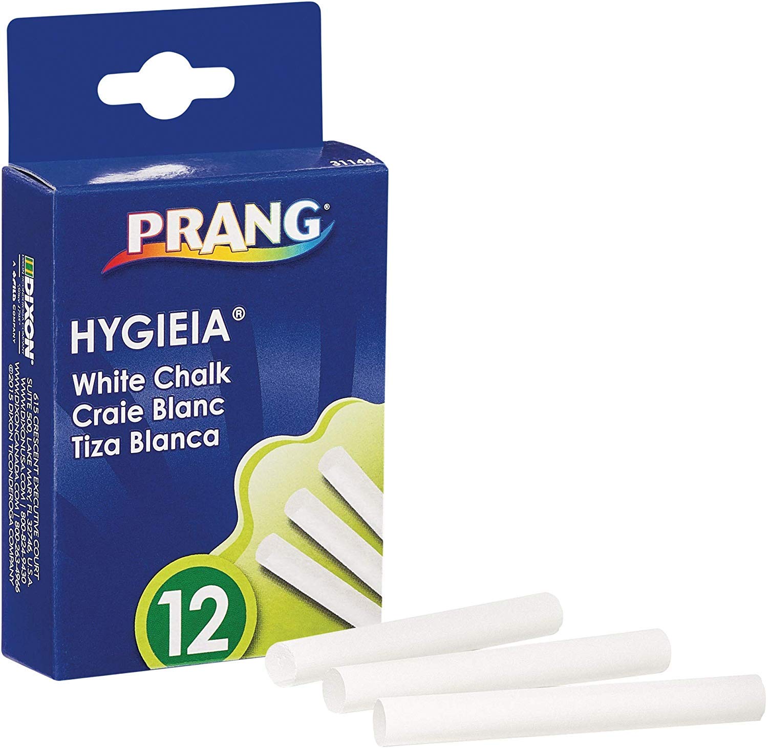 PRANG Hygieia White Chalkboard Chalk - 12 Pack of 6 Sticks (3.25 x 0.375 Inch) for Classroom, Restaurant Menu Boards & Kids Drawing - Non-Toxic Dustless School Chalk