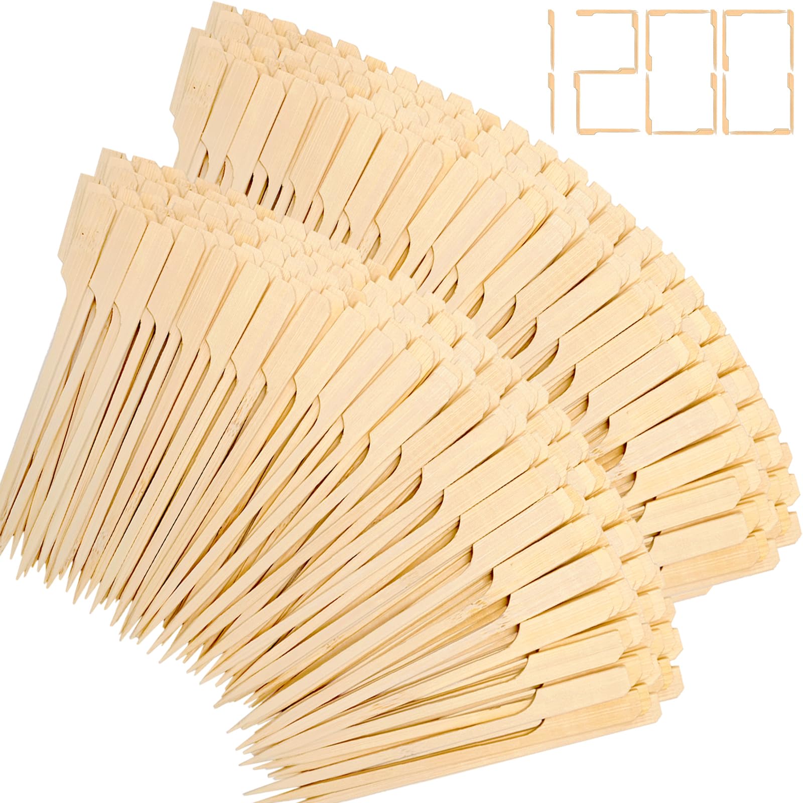 1200 PCS 4.7 Inch Bamboo Skewers - Wooden Appetizer Picks for Cocktails, Fruit Kabobs, Sandwich & BBQ Snacks | Perfect for Party Platters, Charcuterie Boards & Outdoor Grilling