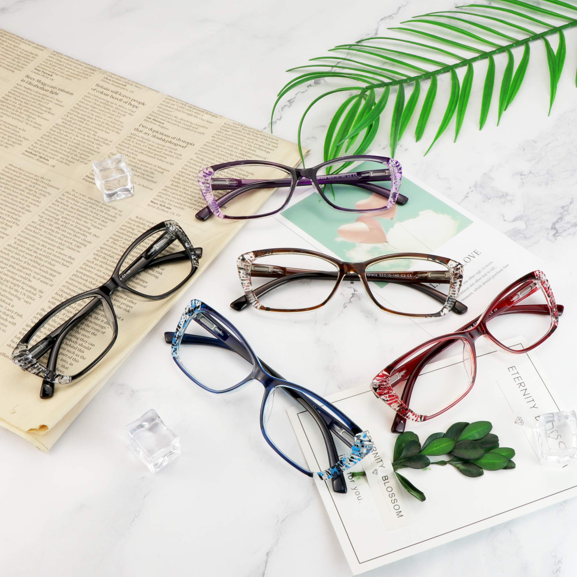 VisionGlobal 5 Pairs Reading Glasses - Blue Light Blocking for Women & Men | Office & Screen Use