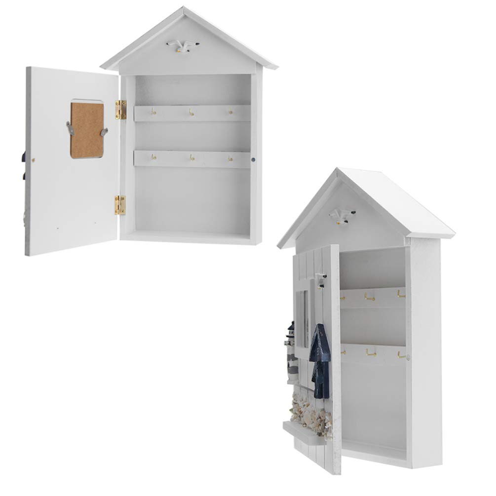Mediterranean Key Cabinet - Wooden Wall Mounted Key Holder for Home & Office