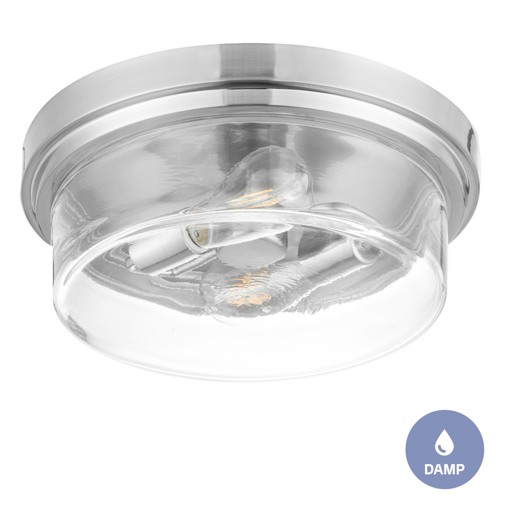 Madalyn Drum Flushmount Ceiling Light Fixture - Clear Glass Shade with Brushed Nickel Finish - Perfect for Bedroom, Living Room, or Hallway Lighting