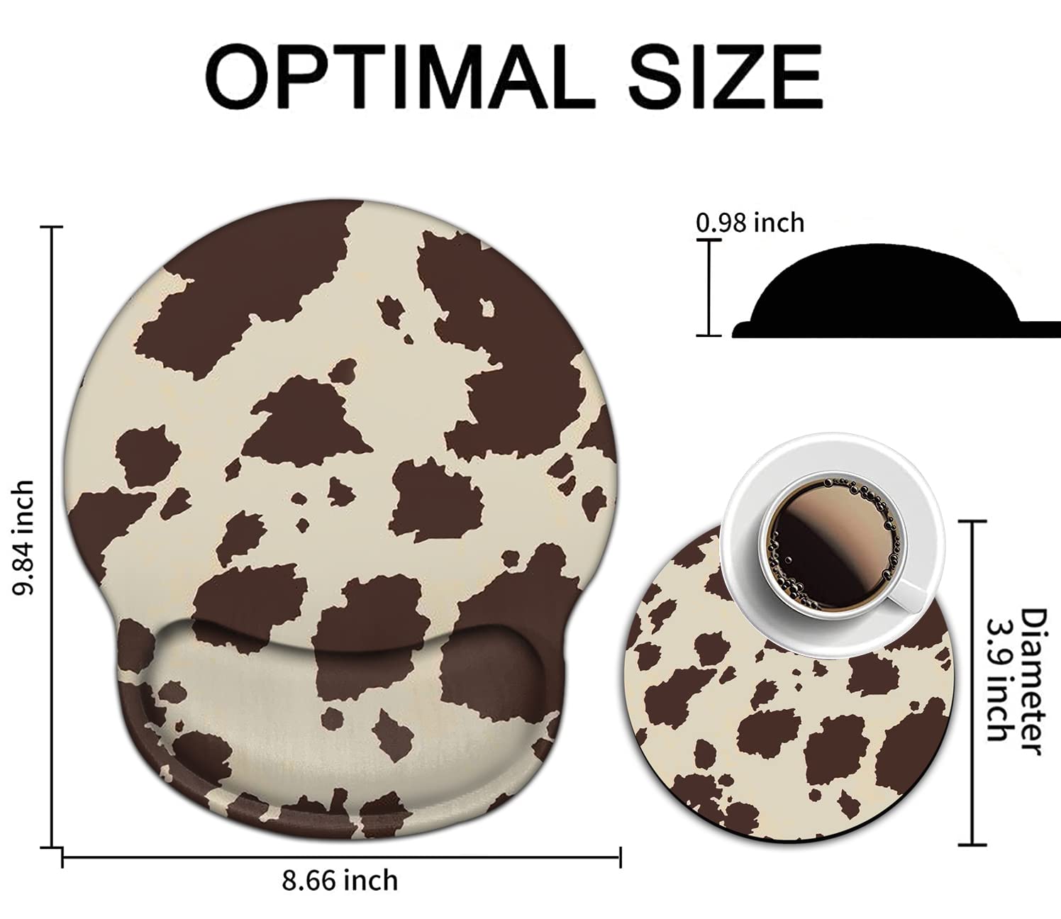 Ergonomic Mouse Pad with Wrist Support Gel - Comfortable Cowhide Mouse Mat for Home Office, Gaming & Typing - Pain Relief & Easy to Clean - Perfect for Computer Work, PC Gaming & Long Working Hours