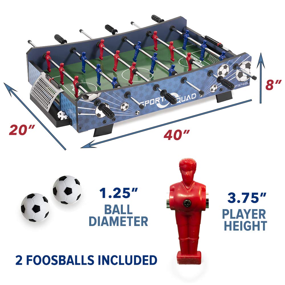 Sport Squad Wooden Foosball Table for Kids & Adults - Professional Soccer Table Game for Home Game Room & Bars - Durable Construction & Easy Assembly - Perfect for Family Game Nights & Sports-Themed Parties
