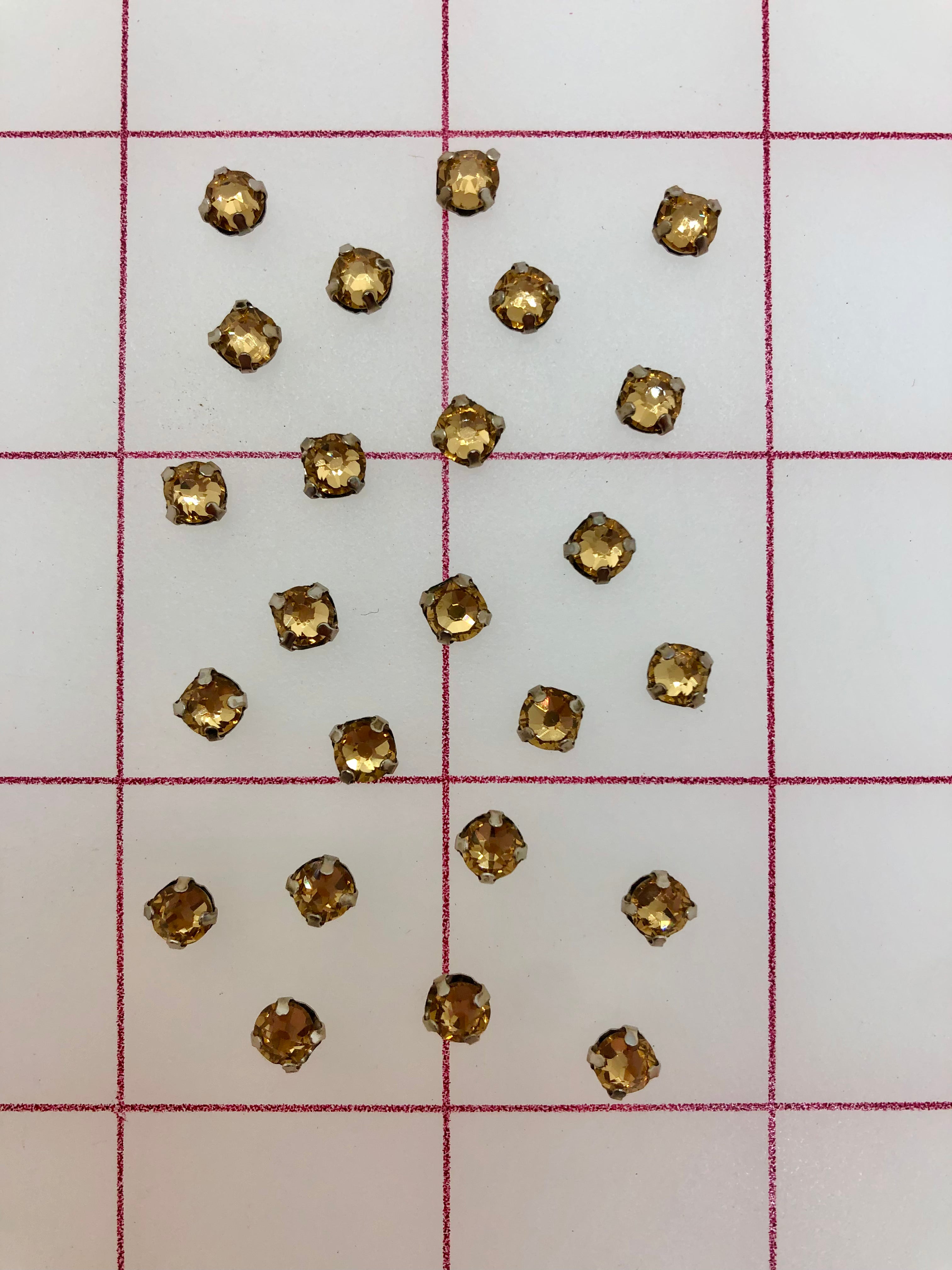 20SS Czech Rhinestones - Bright Cut Rose Montees Light Colorado Topaz for Jewelry Making, DIY Crafts, and Fashion Accessories