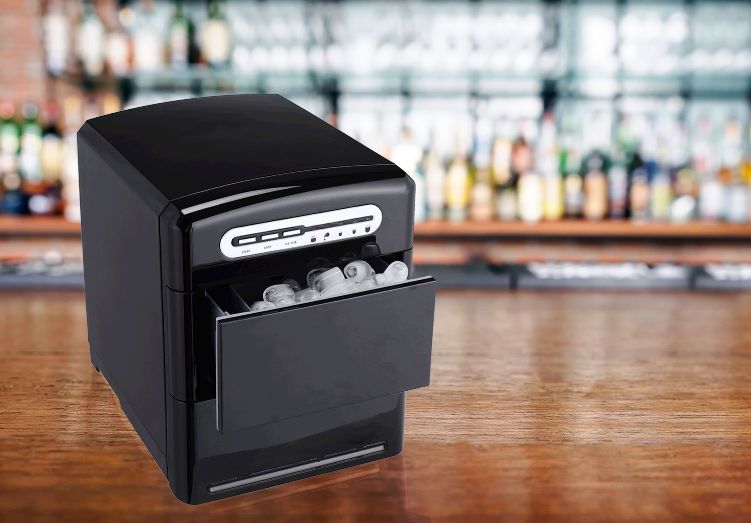 Sunpentown Portable Ice Maker Machine - Countertop, Compact & Fast Ice Making for Home, Office, Party - Black (Perfect for Cocktails, Beverages, Outdoor Events)
