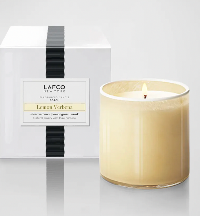 LAFCO Lemon Verbena Scented Candle - 15.5 oz Large Jar Candle for Home, Spa & Gift - Fresh Citrus Aroma for Relaxation & Stress Relief