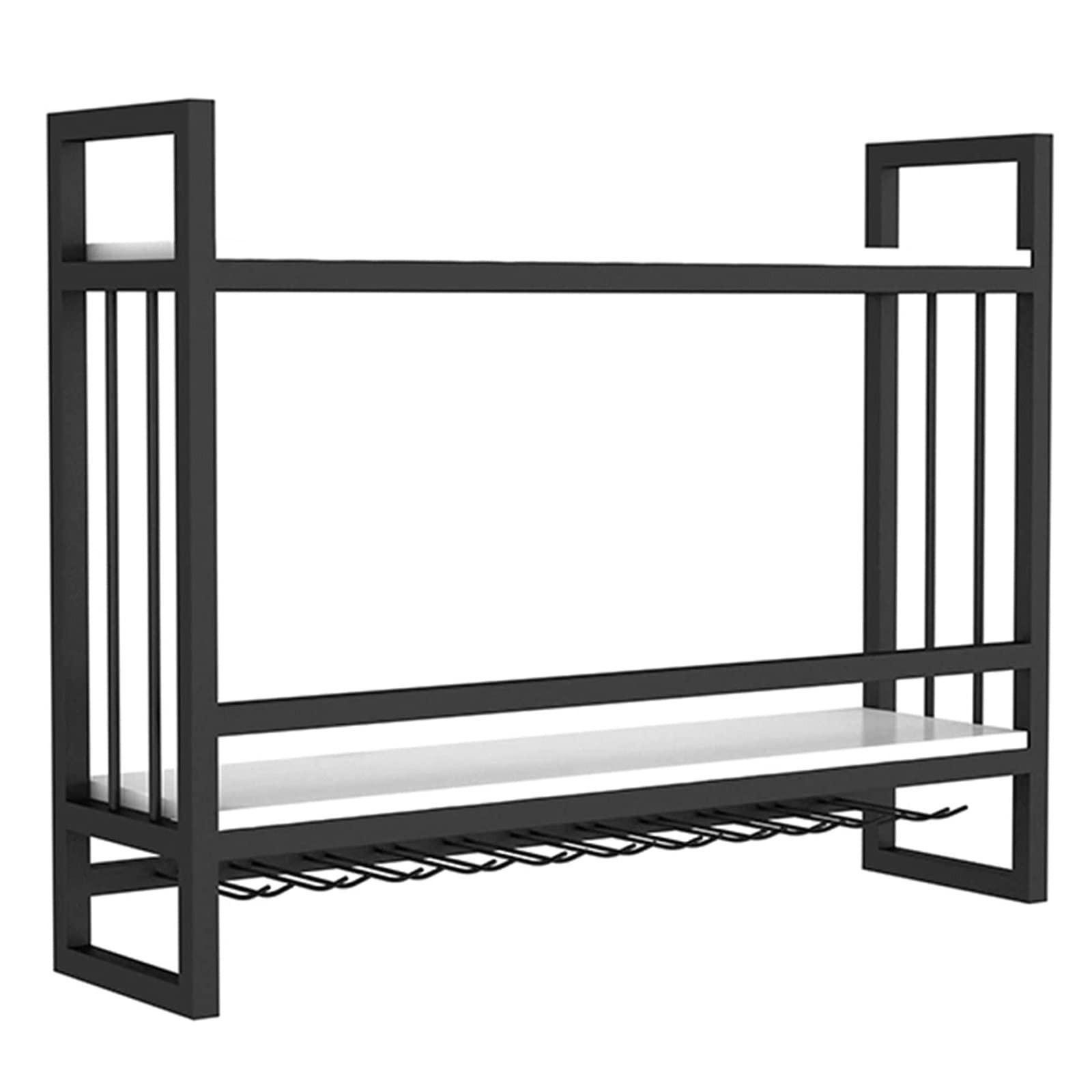KEPMOGOH Industrial Wall Mounted Wine Rack - Rustic Metal Wine Holder & Stemware Organizer with Wood Shelves for Bar, Restaurant, Kitchen (60cm) - Perfect for Home Decor, Wine Storage & Entertaining Guests