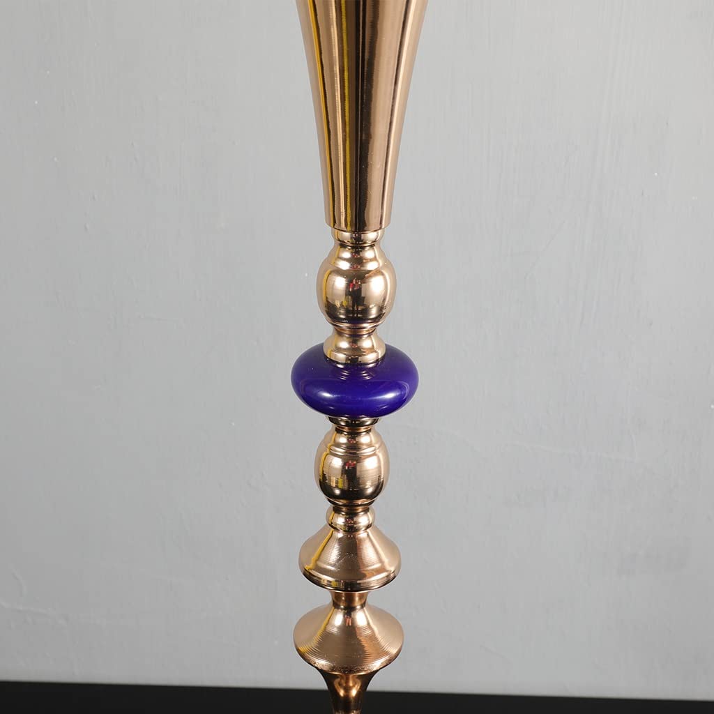 European-Style Wrought Iron Electroplated Gold & Blue Crystal Candle Holder - Elegant Home Decor for Wedding, Party, Hotel, and Romantic Dinner Lighting Decorations