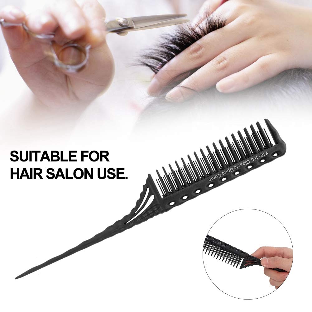 Professional 3-Row Pointed Hair Styling Comb - Barber Salon Hair Modeling Tool for Styling, Cutting & Detangling (Black) | Perfect for Salon Professionals, Home Haircuts & Beard Grooming