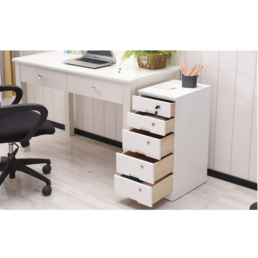 Multifunctional Office File Cabinet with Locking Drawers - 30cm Wide Solid Wood Storage Box for Documents, Data & Bathroom Essentials - 2 Color Options for Home & Office Organization