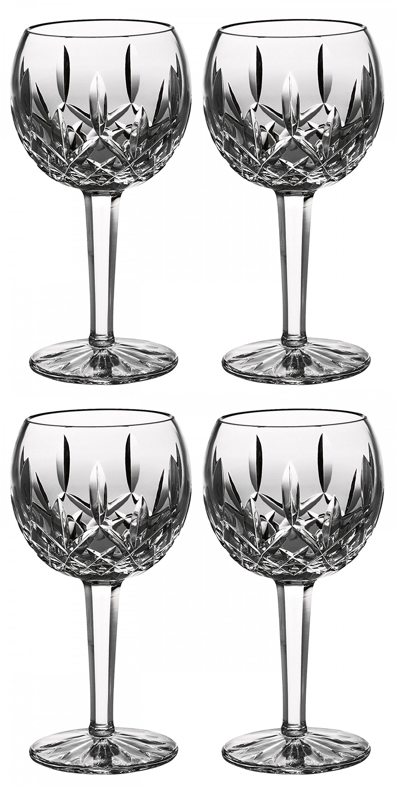 Waterford Crystal Lismore Balloon Wine Glasses Set of 4 - 8 Oz Elegant Stemware for Red & White Wine - Perfect for Dinner Parties, Weddings & Holiday Entertaining