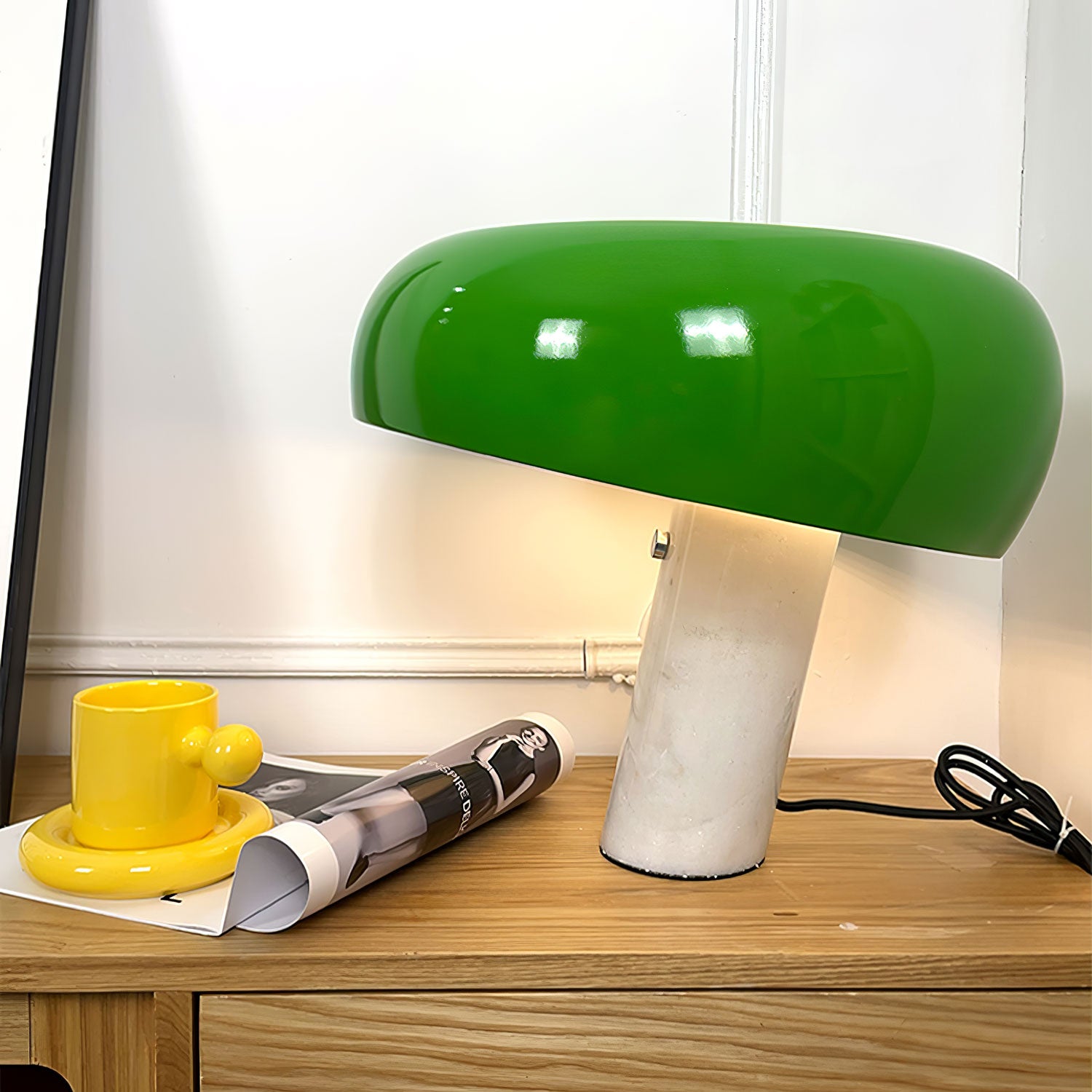 Nucleus Marble Table Lamp - Modern Home Decor Lighting for Bedroom, Living Room & Office - Elegant Nightstand Lamp with Natural Stone Base