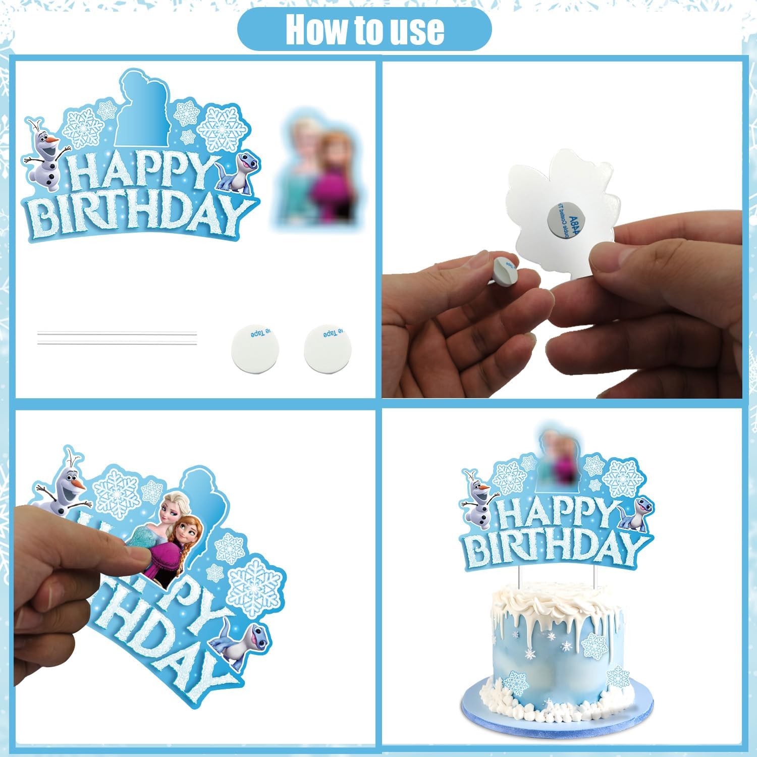 Snowflake Princess Cake Topper for Girls & Boys - Frozen Birthday Party Decorations | Perfect for Baby Showers, Kids Birthday Cakes & Winter Themed Celebrations