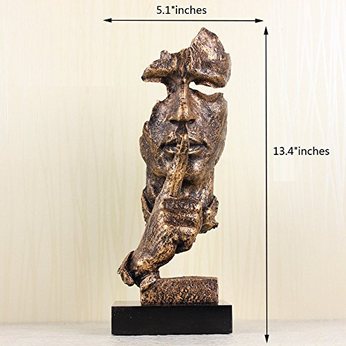 Creative Abstract The Thinker Statue - Face & Hand Sculpture Desk Decor in Gold (No Look) | Modern Office Decor, Home Study Accent, Gift for Art Lovers
