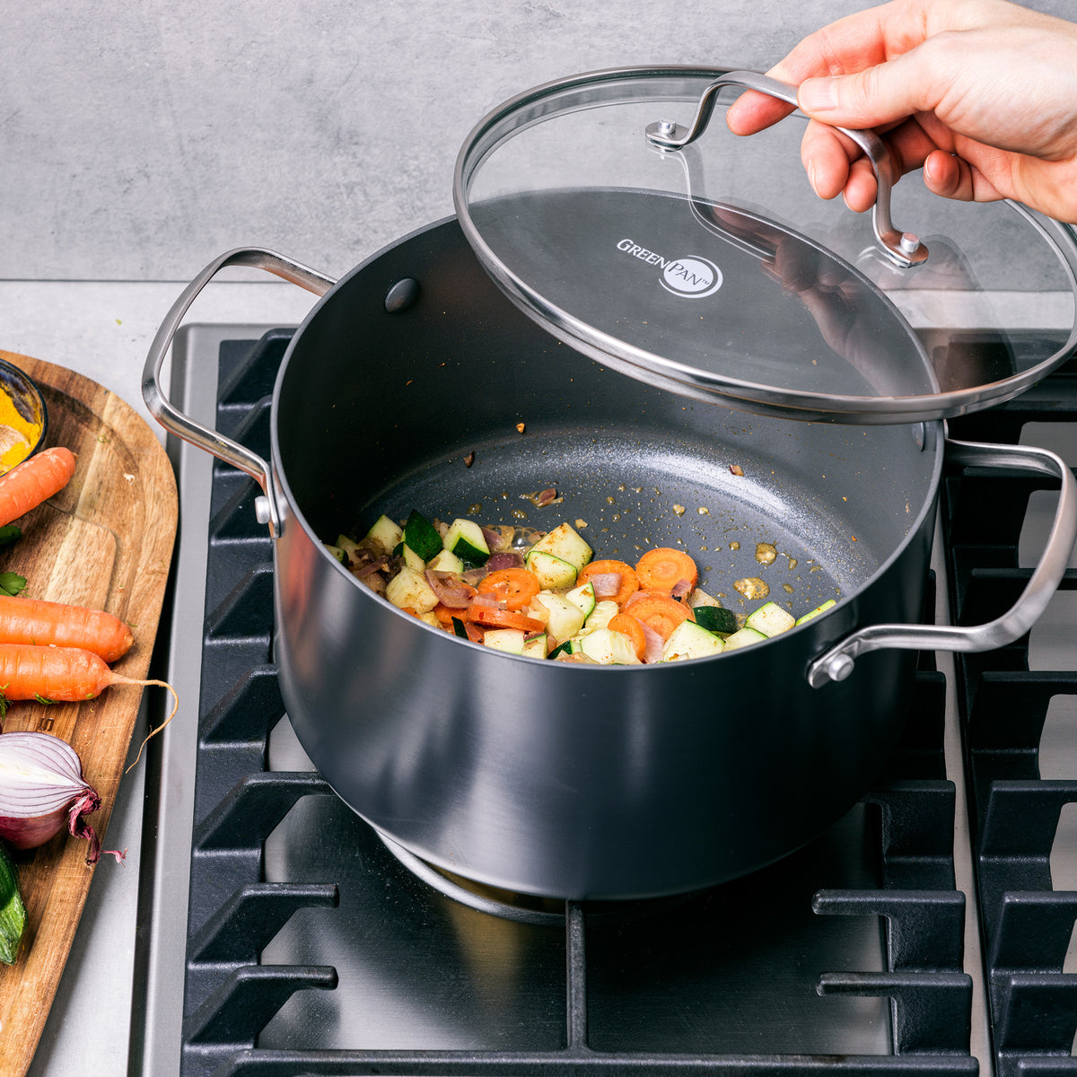 Canterbury Ceramic Nonstick 10-Piece Cookware Set - Gray | Non-Toxic PFOA-Free Pots & Pans for Healthy Cooking | Perfect for Frying, Sautéing & Boiling in Modern Kitchens