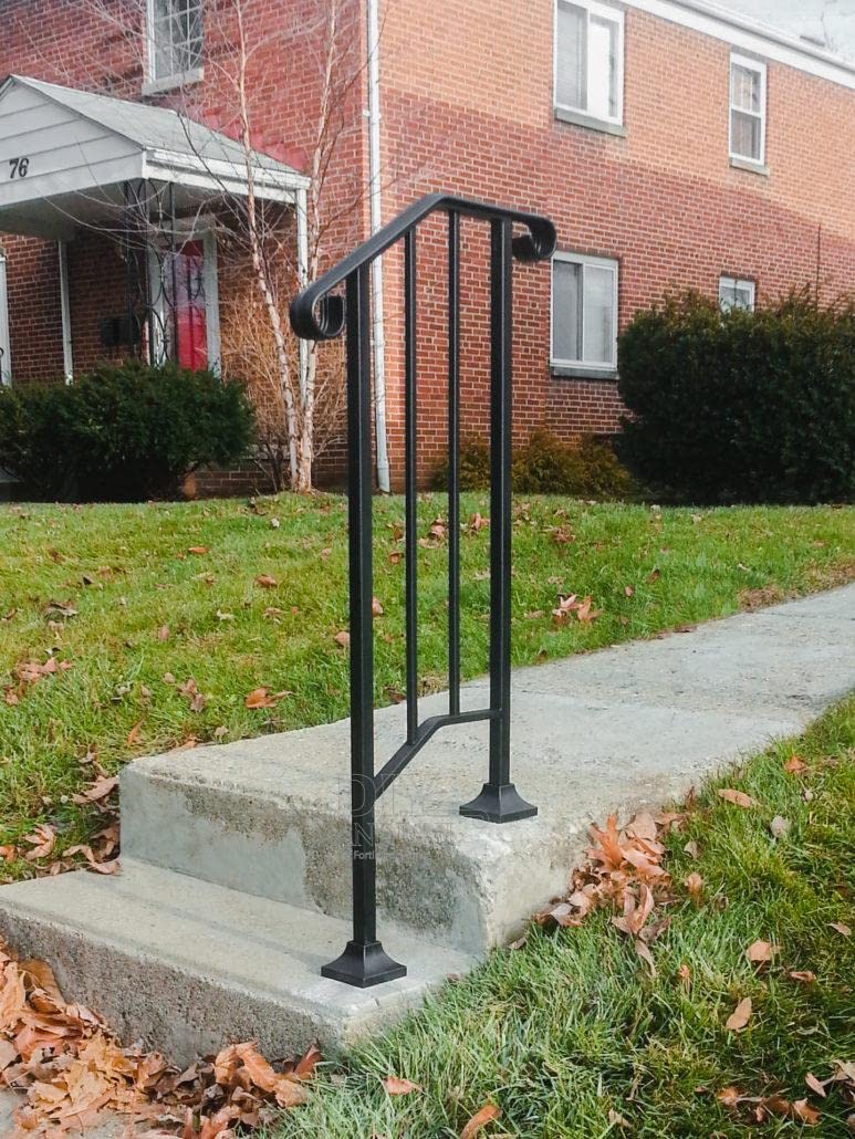 Fortin Ironworks Wrought Iron DIY Handrail - Picket #1 with Wood/Composite Deck Fastener Kit | Outdoor Stair Railing for Decks, Porches & Balconies