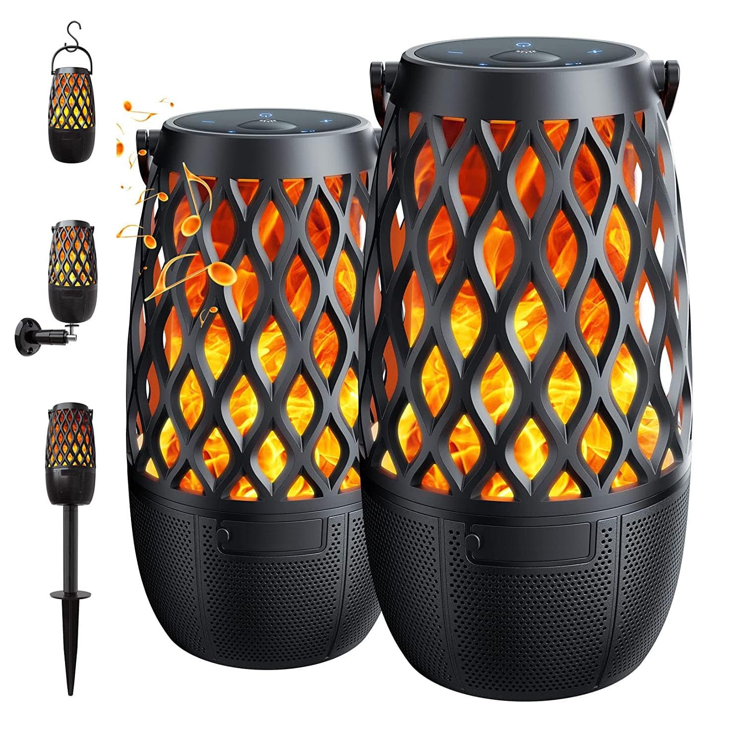 2 Pack Waterproof Bluetooth Speakers with LED Lights - Wireless Outdoor Speakers with Stereo Sound & Multi-Sync Technology - Perfect for Pool Parties, Patio Gatherings, Camping & Gifts for Men