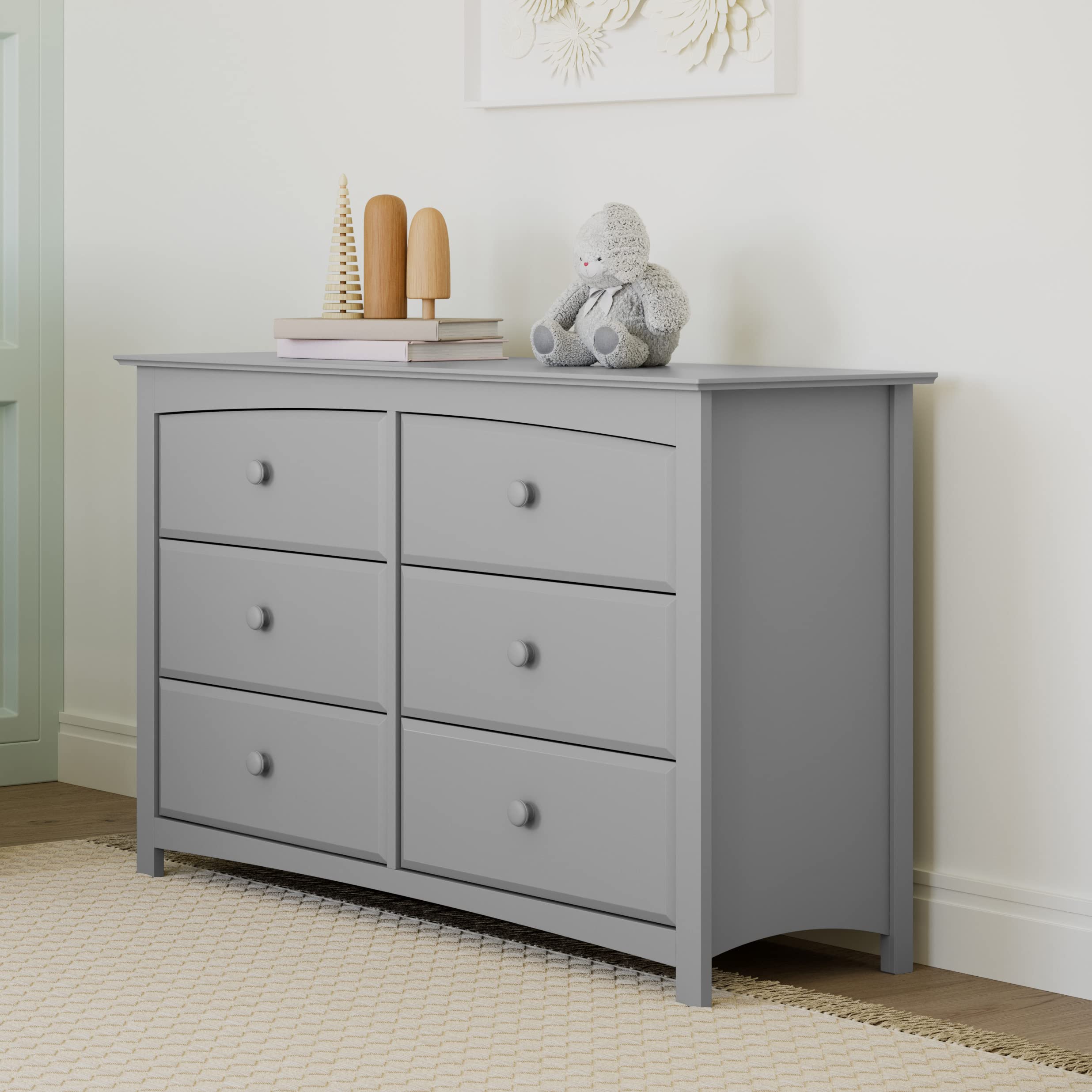 Storkcraft Kenton 6-Drawer Universal Dresser in Pebble Gray - Kids Bedroom Dresser, Nursery Storage Organizer, Children's Chest of Drawers with 6 Spacious Drawers | Perfect for Nursery Organization, Toddler Room Storage & Kids Bedroom Decor